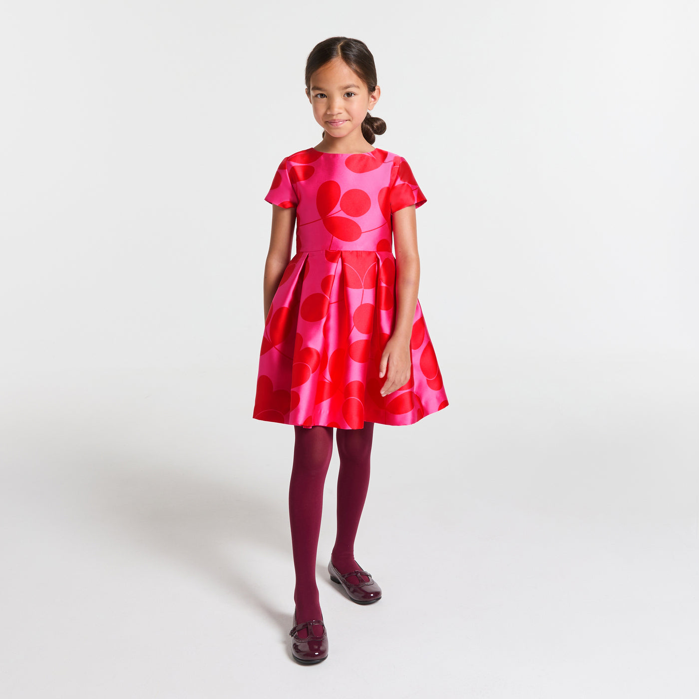 Girl jacquard dress - pink/red