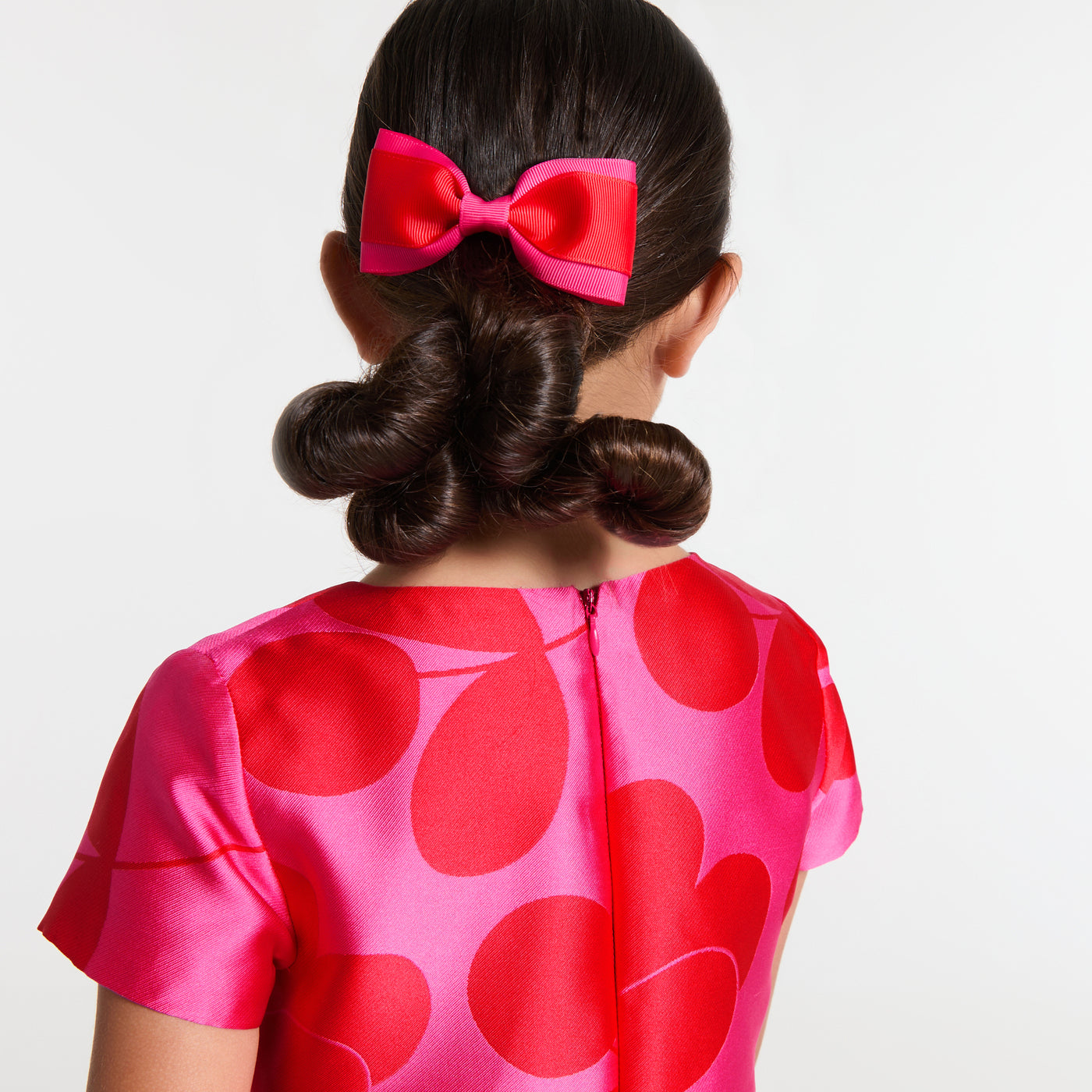 Girl jacquard dress - pink/red