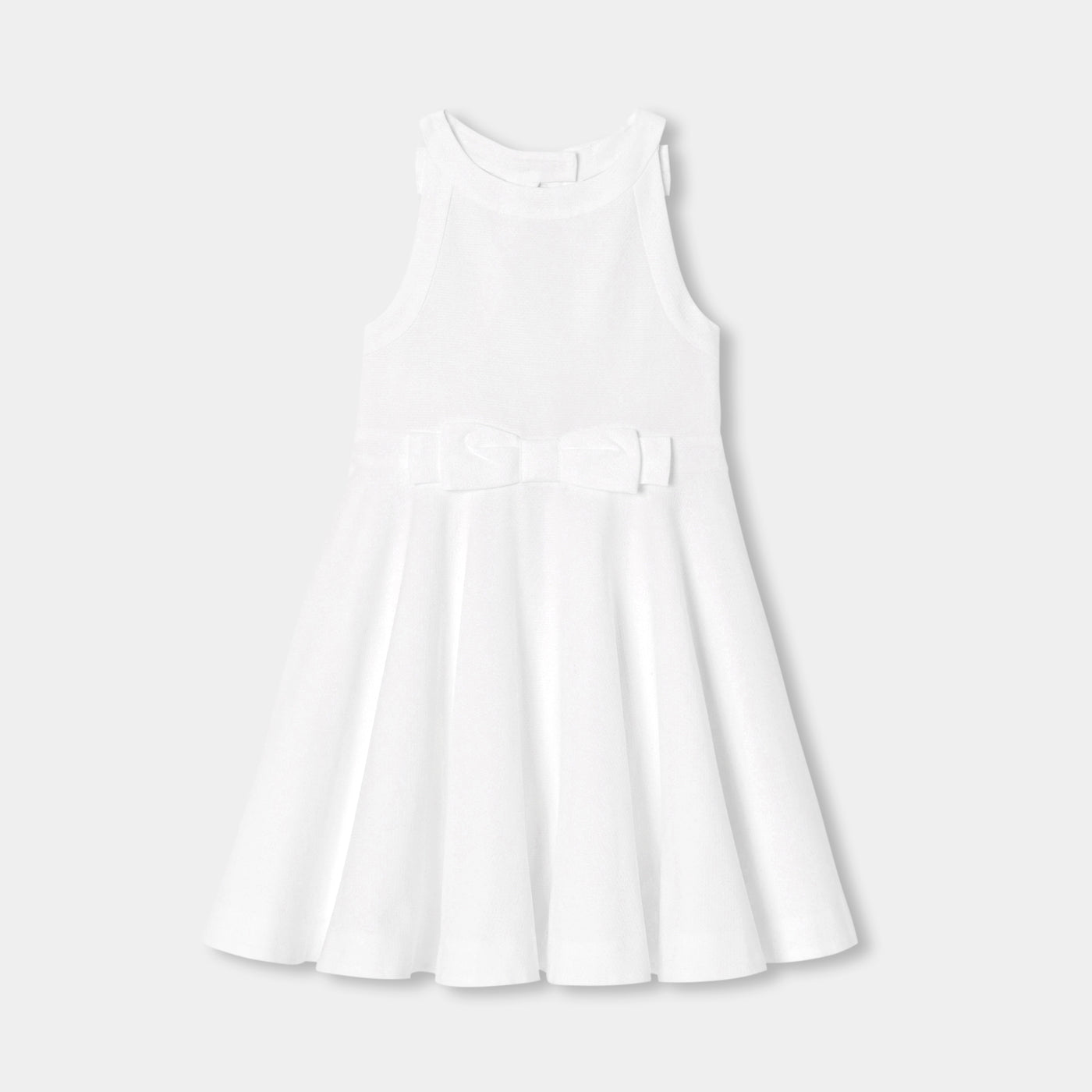Girl ceremony dress in honeycomb cotton - ivoire