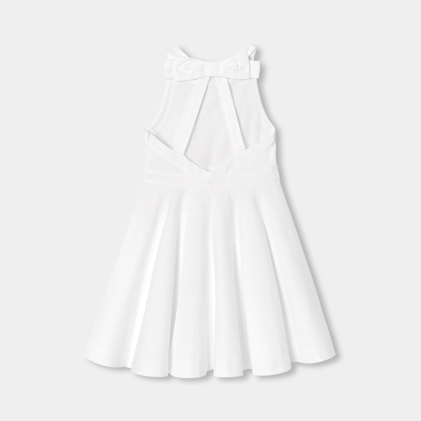 Girl ceremony dress in honeycomb cotton - ivoire