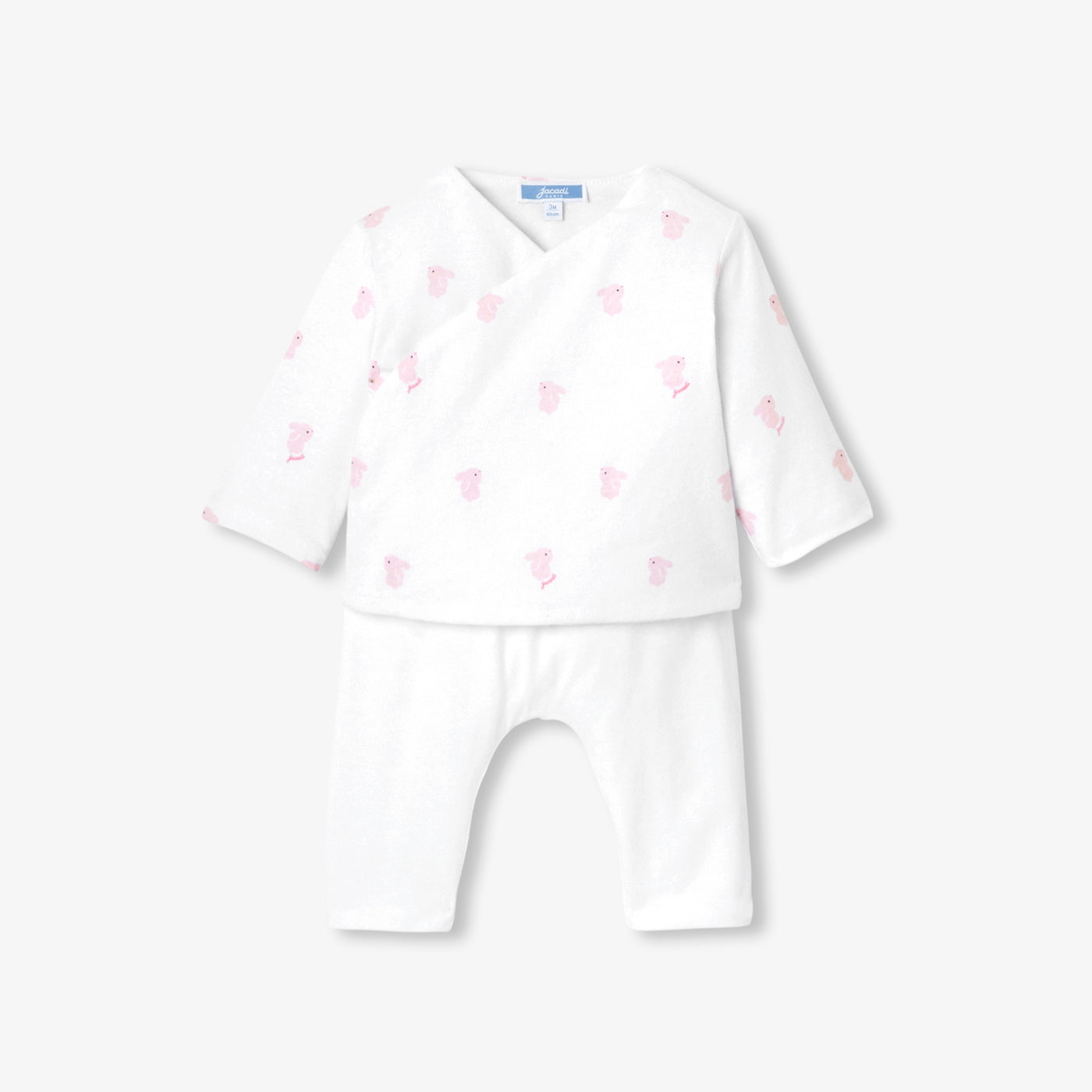 Baby girl set in quilted cotton jersey - blanc/rose