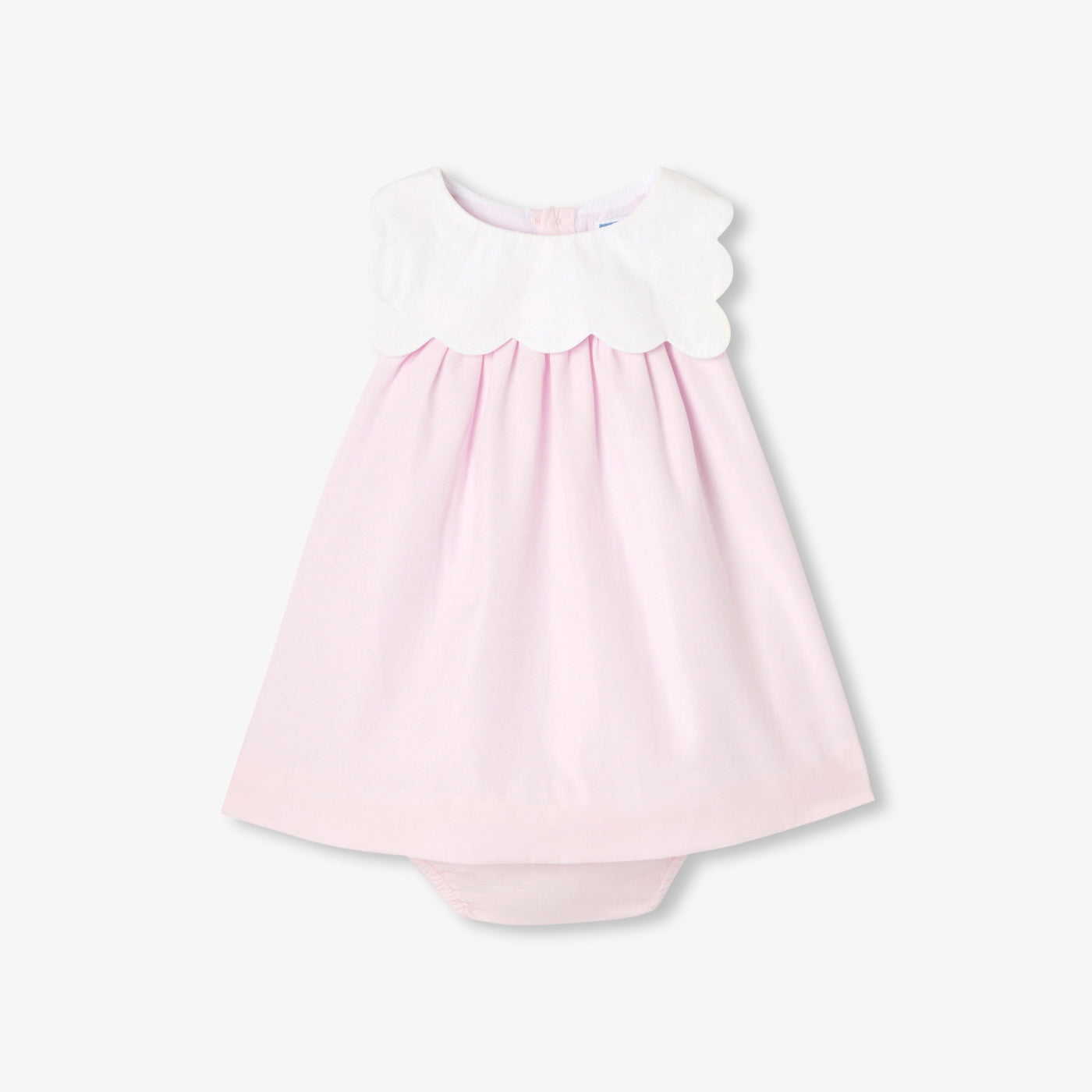 Baby girl dress in cotton poplin - rose/blanc