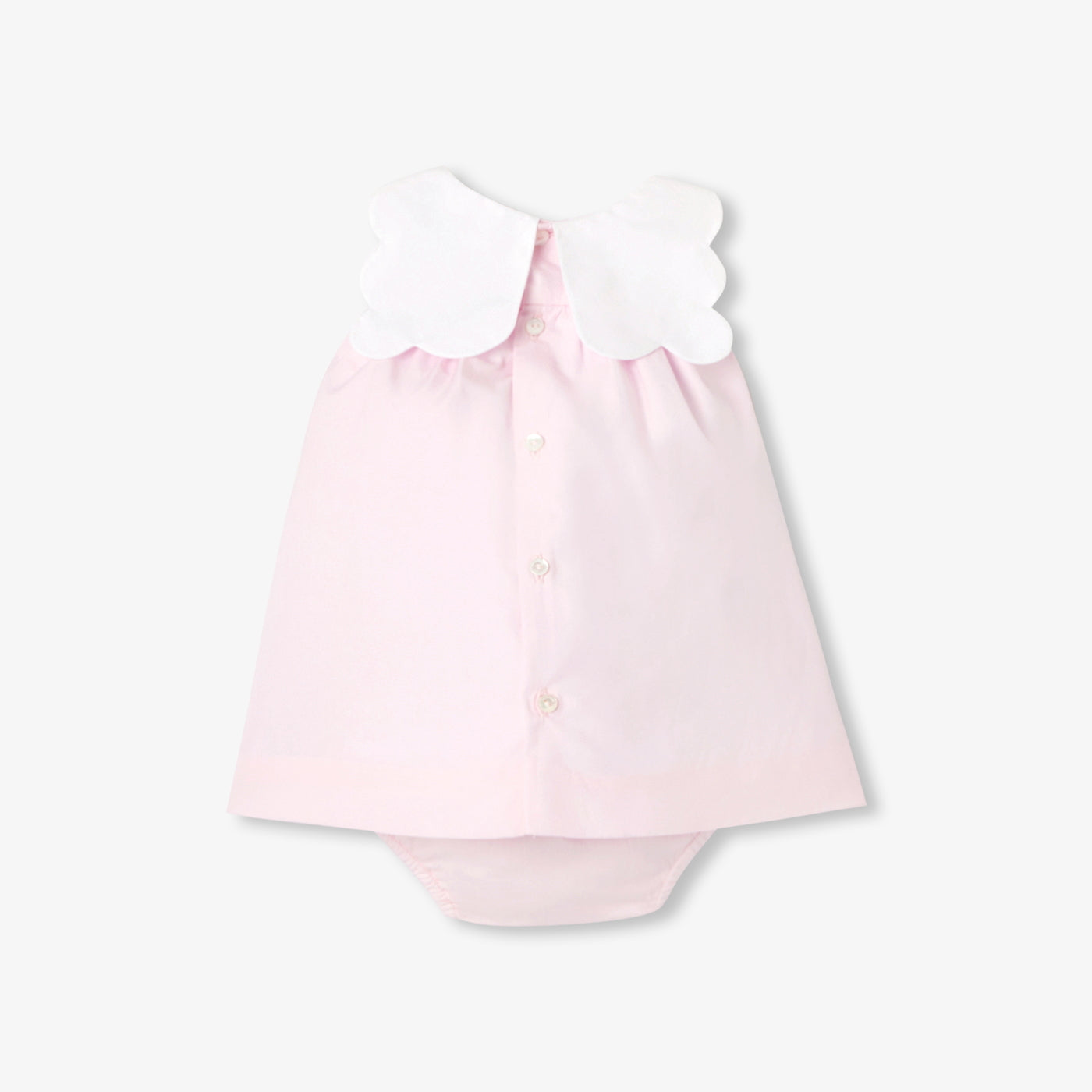 Baby girl dress in cotton poplin - rose/blanc
