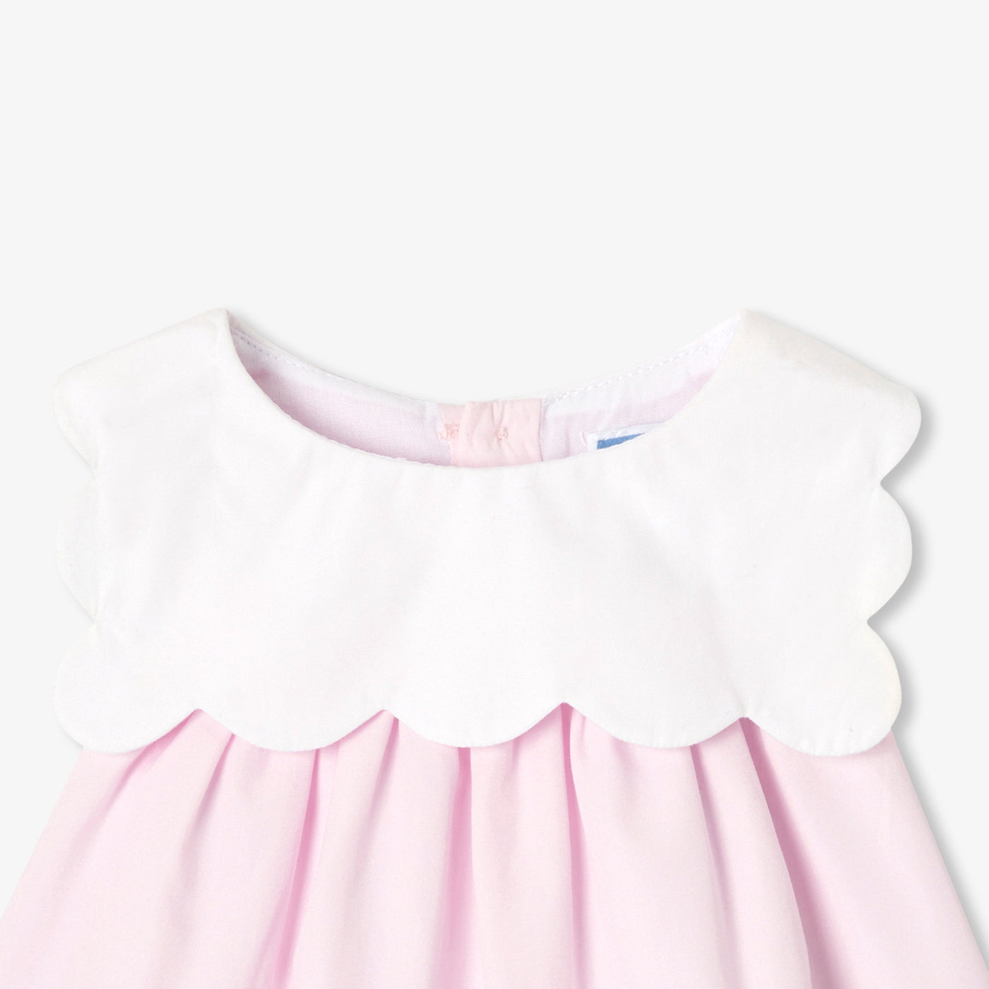 Baby girl dress in cotton poplin - rose/blanc