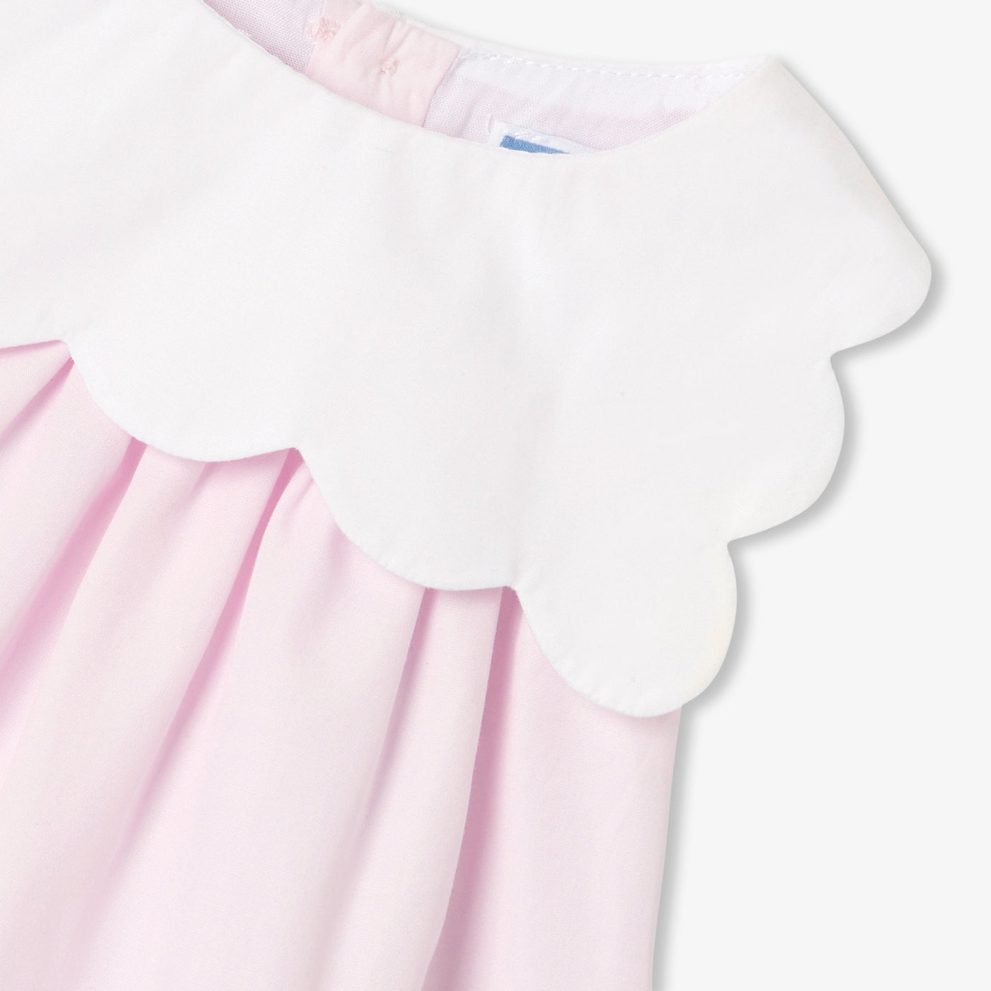 Baby girl dress in cotton poplin - rose/blanc