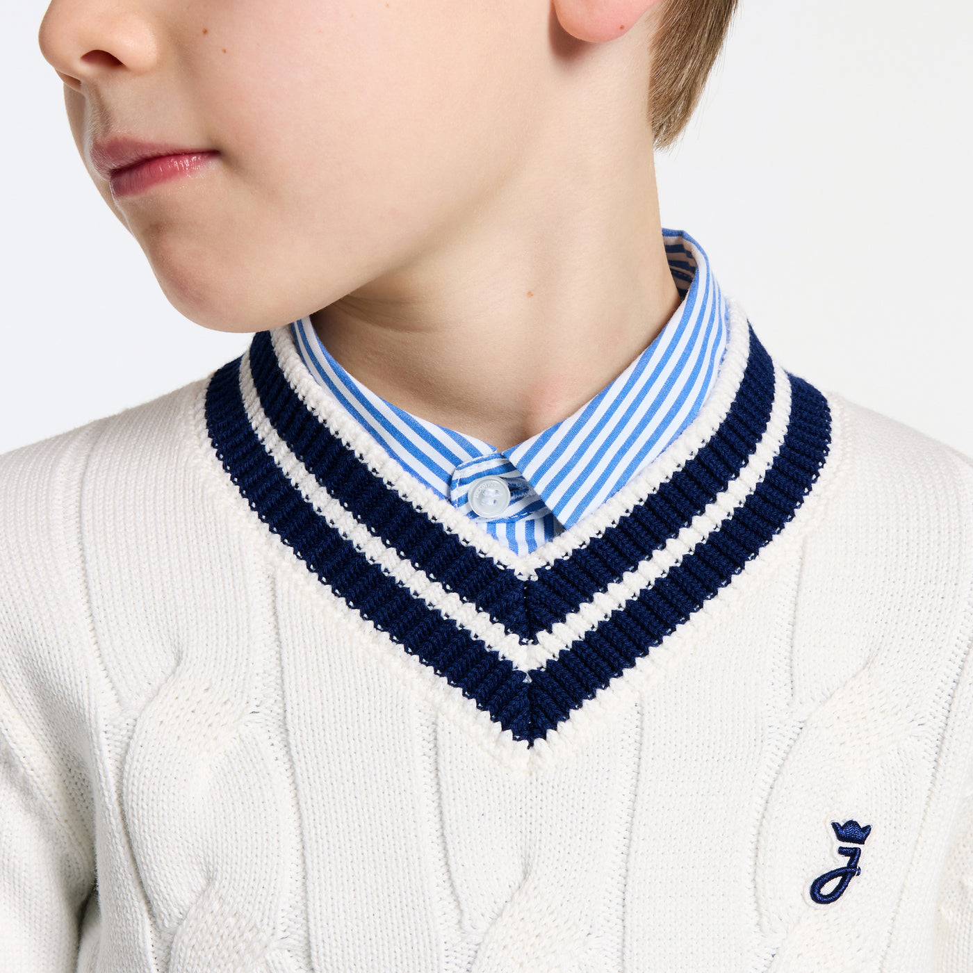 Child cable knit sweater - blanc doux jacadi