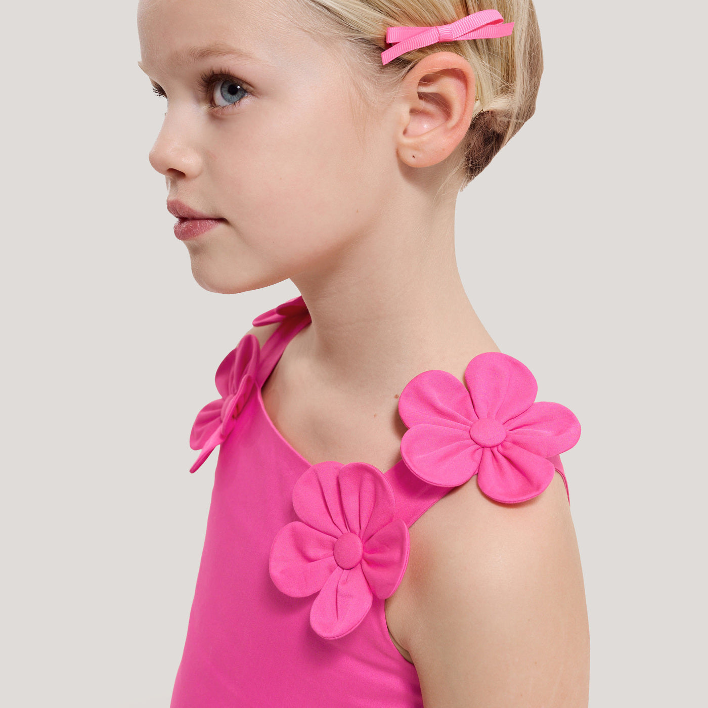 Girl ceremony dress in satin - fuschia clair