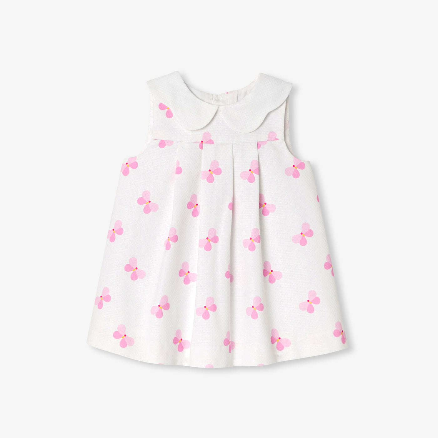 Baby girl pinafore dress in cotton piqué - blanc/multico