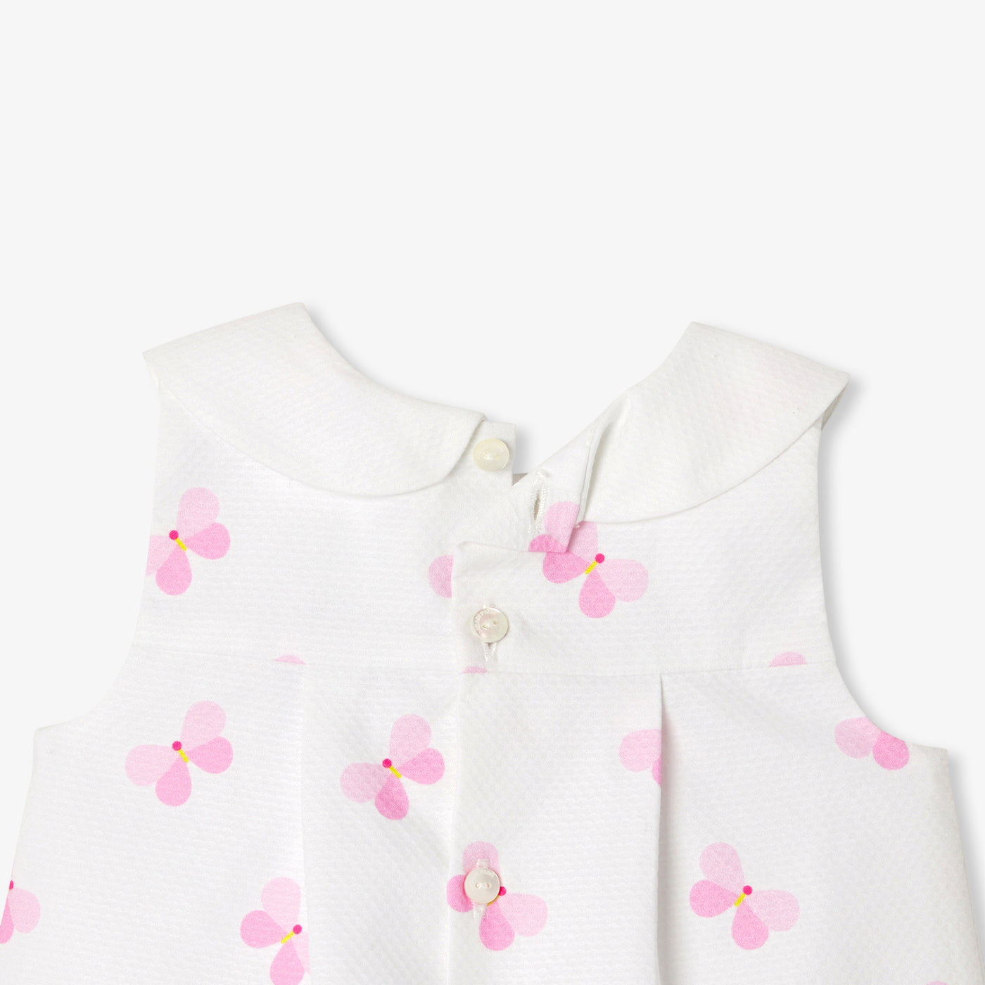 Baby girl pinafore dress in cotton piqué - blanc/multico