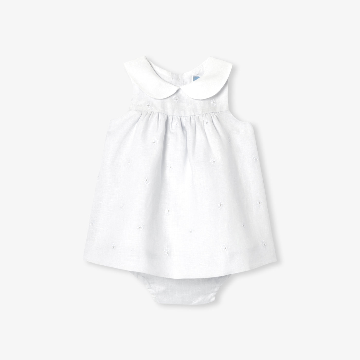 Baby girl dress in linen - gris/multico