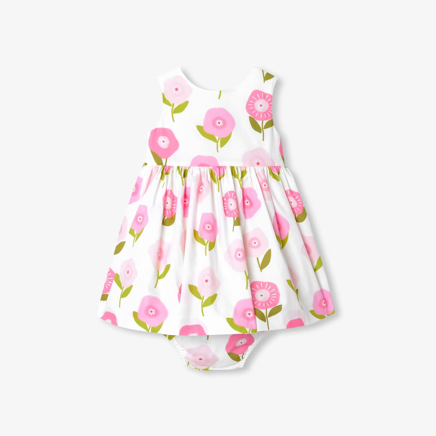 Baby girl sleeveless cotton dress - rose/multico