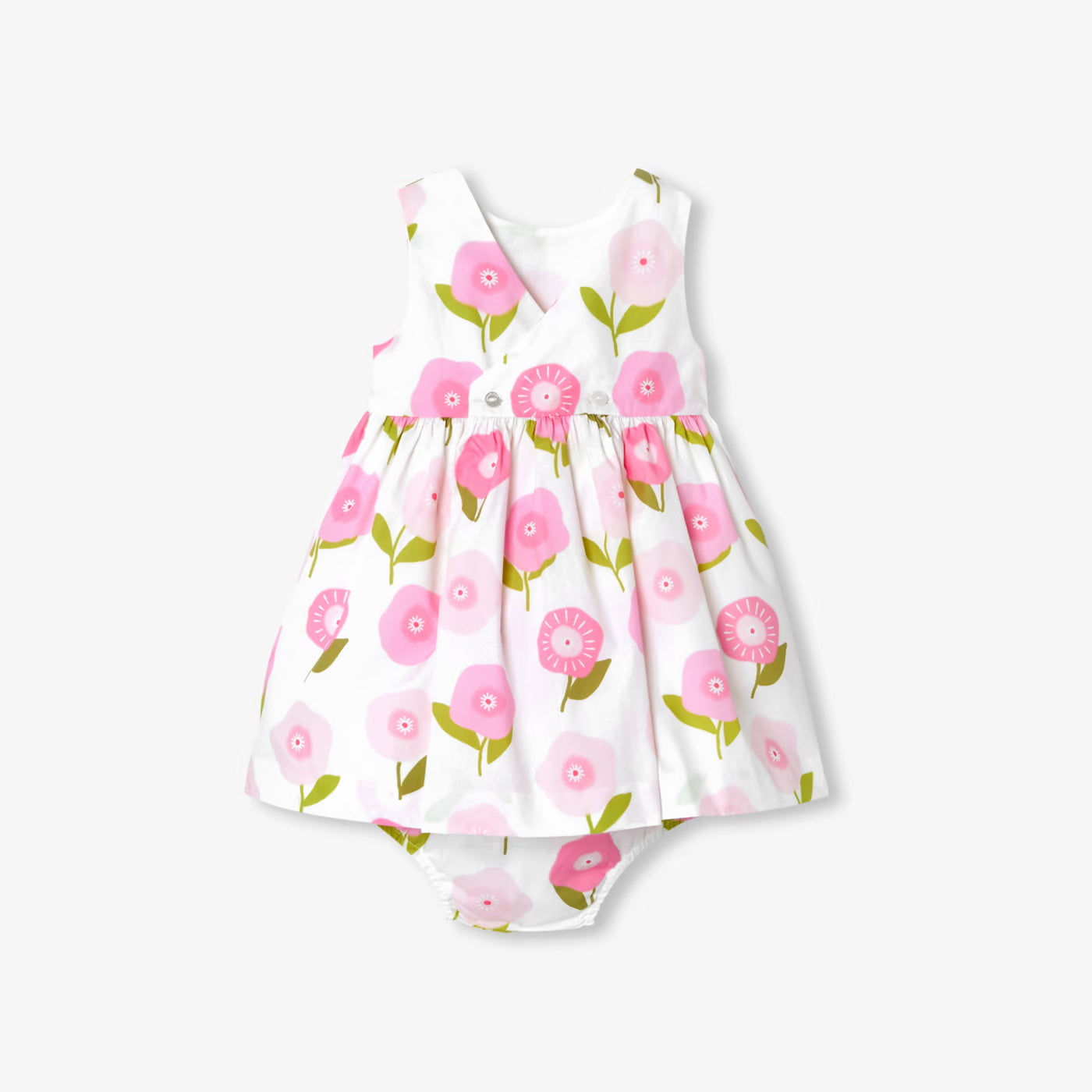 Baby girl sleeveless cotton dress - rose/multico
