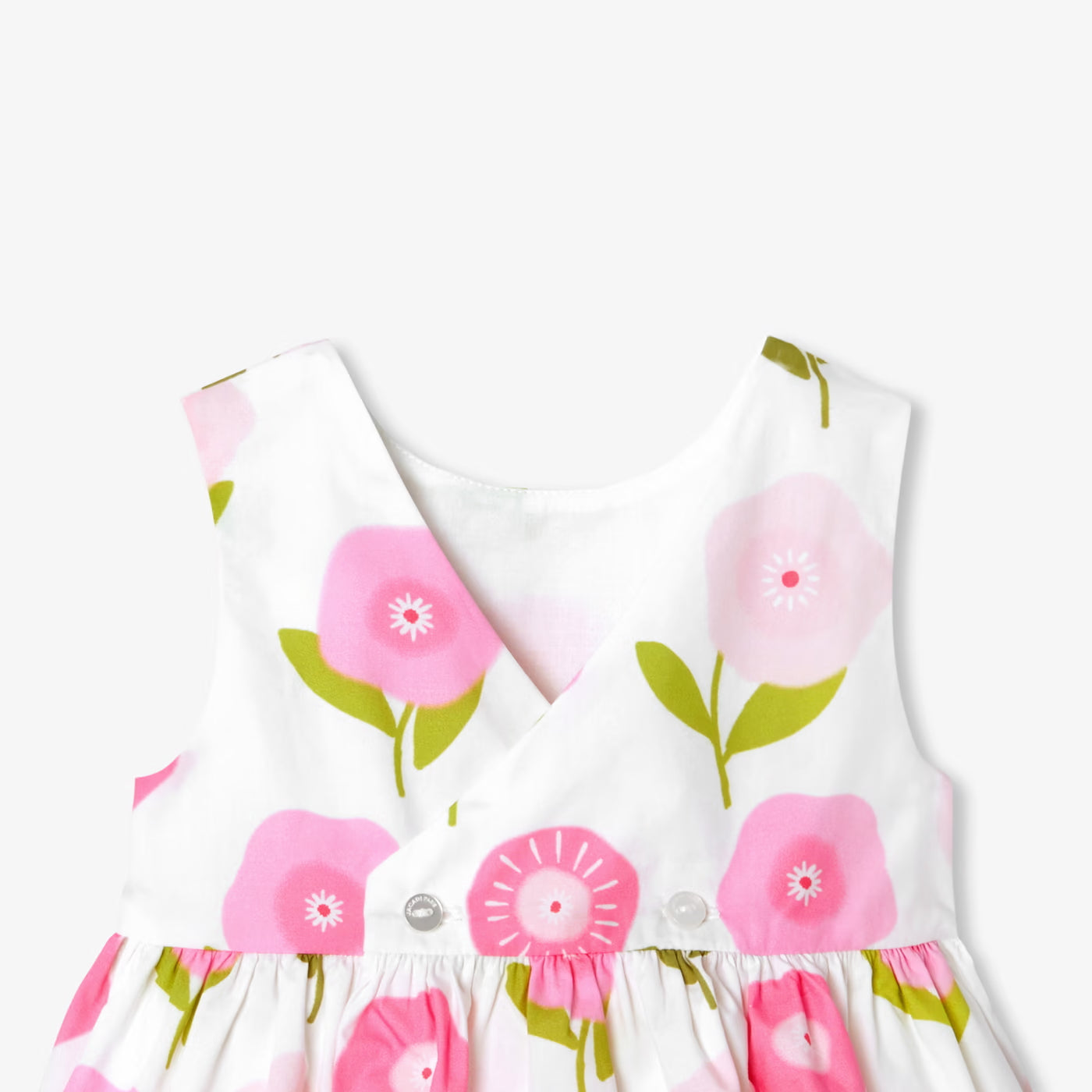 Baby girl sleeveless cotton dress - rose/multico