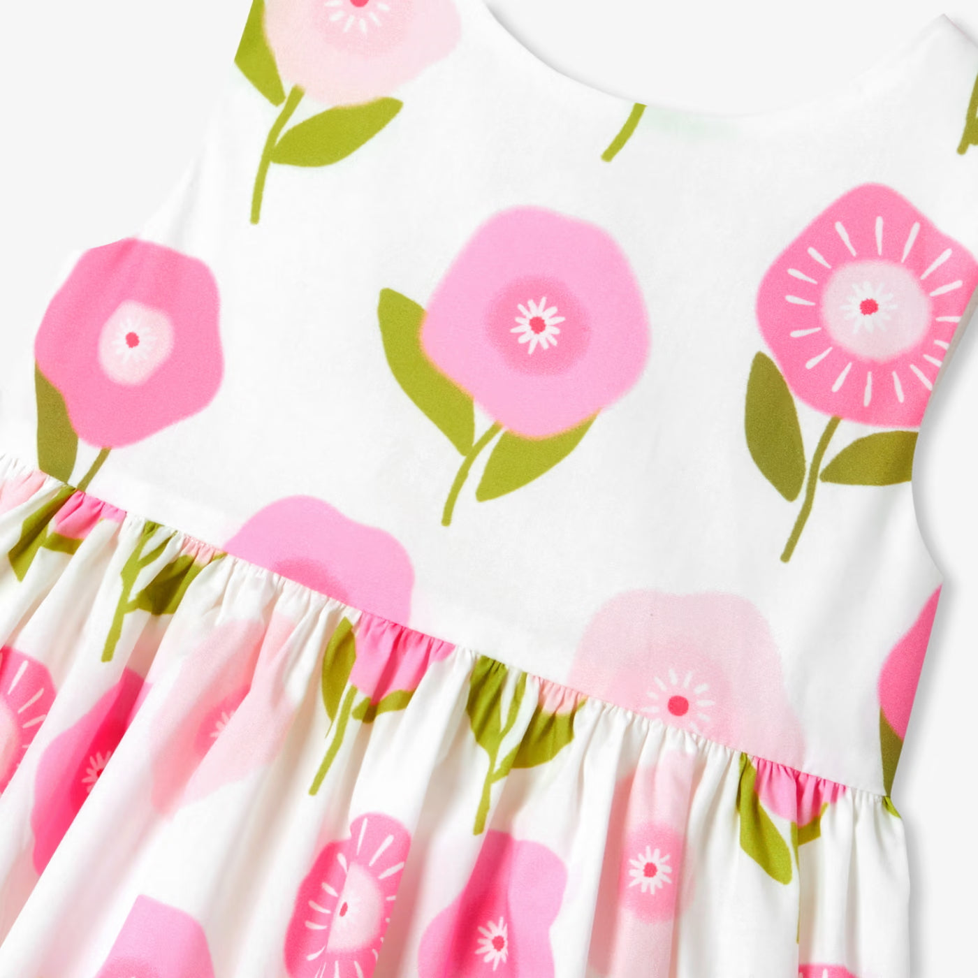 Baby girl sleeveless cotton dress - rose/multico