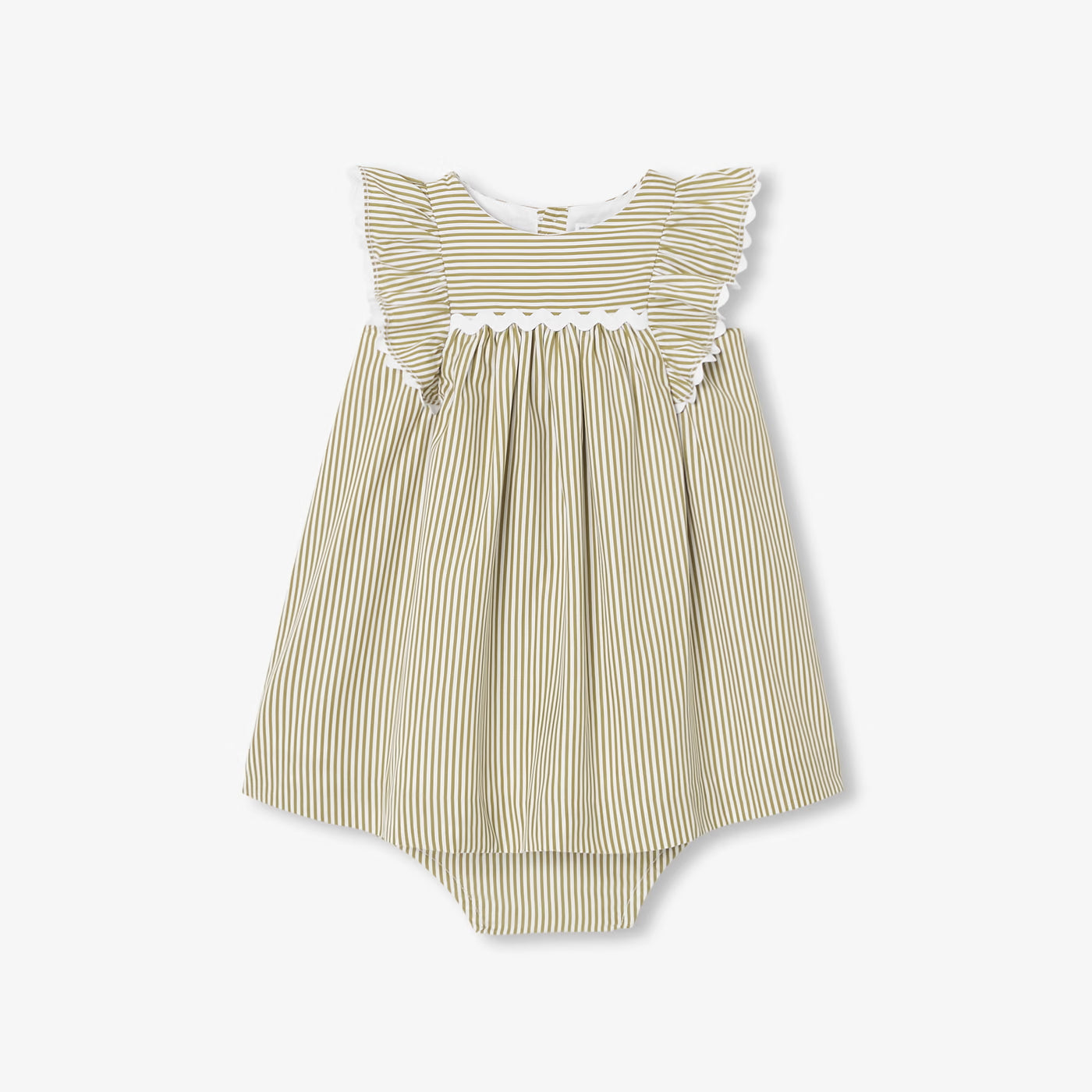 Baby girl dress in striped poplin - blanc/vert