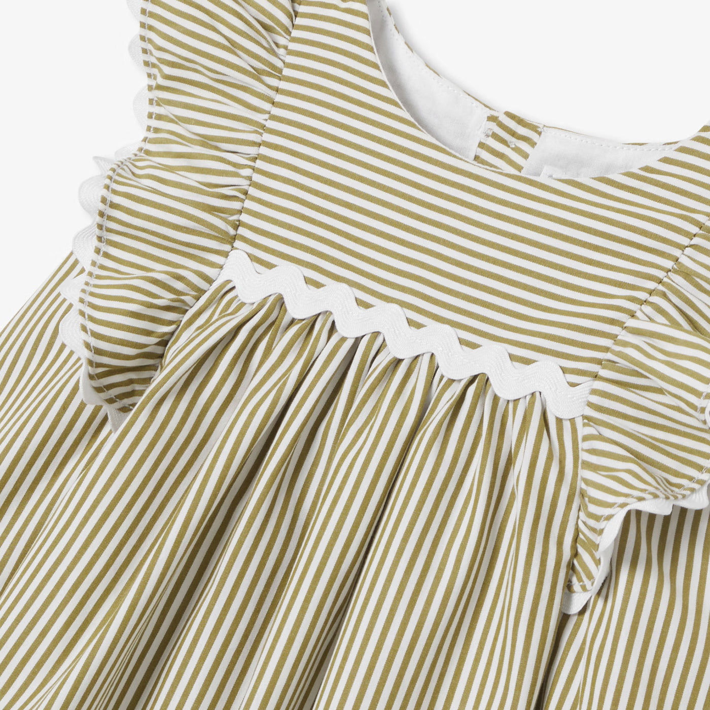 Baby girl dress in striped poplin - blanc/vert