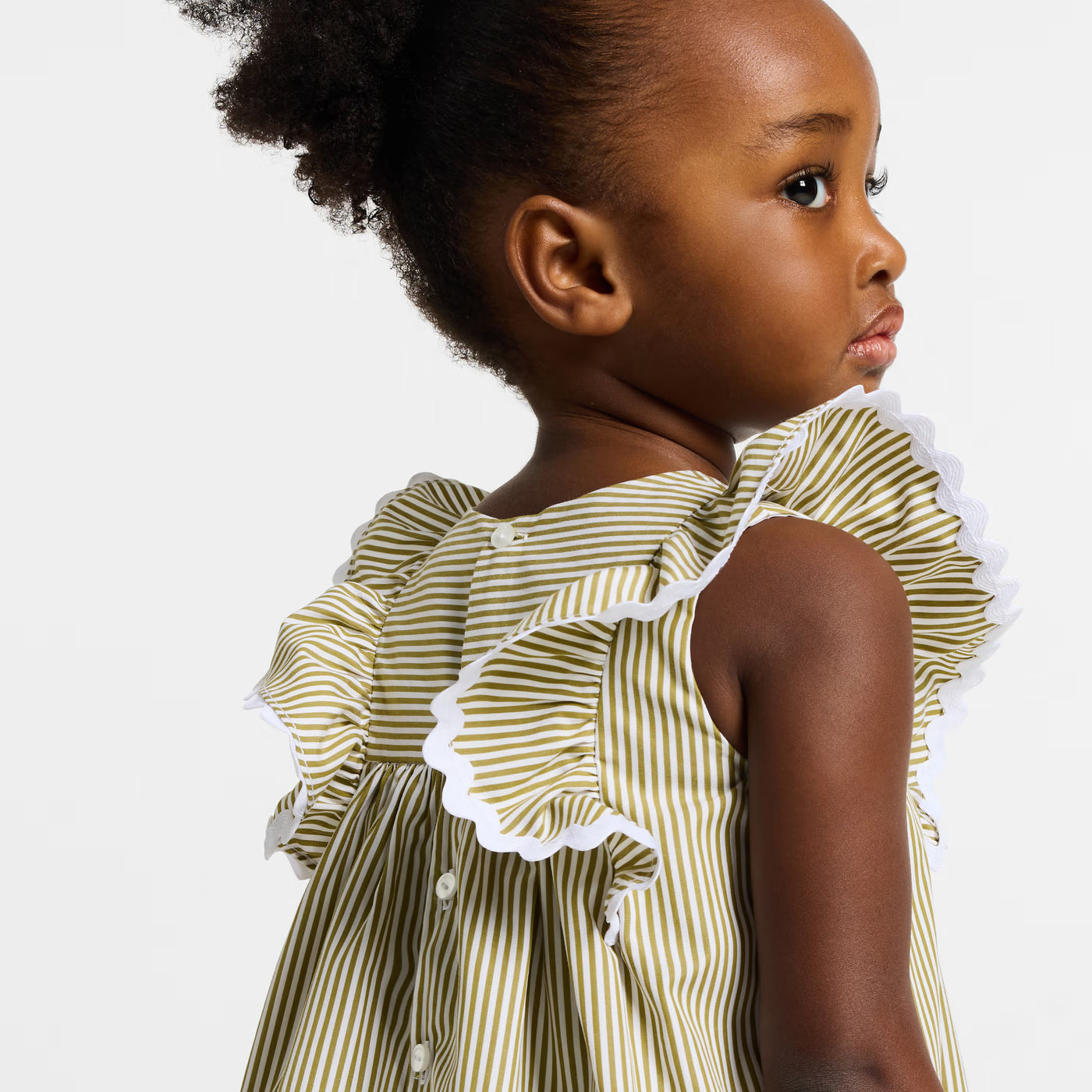Baby girl dress in striped poplin - blanc/vert
