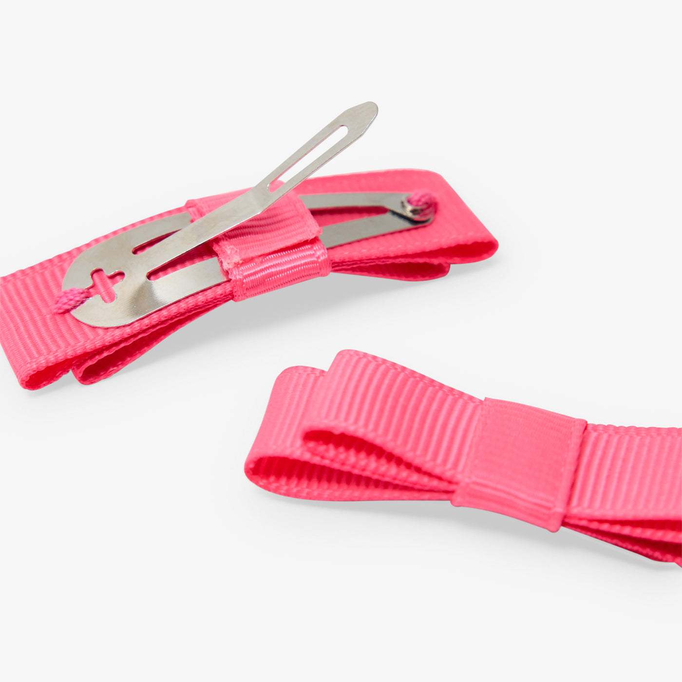 Girl pair of bow hair clips - rose fluo
