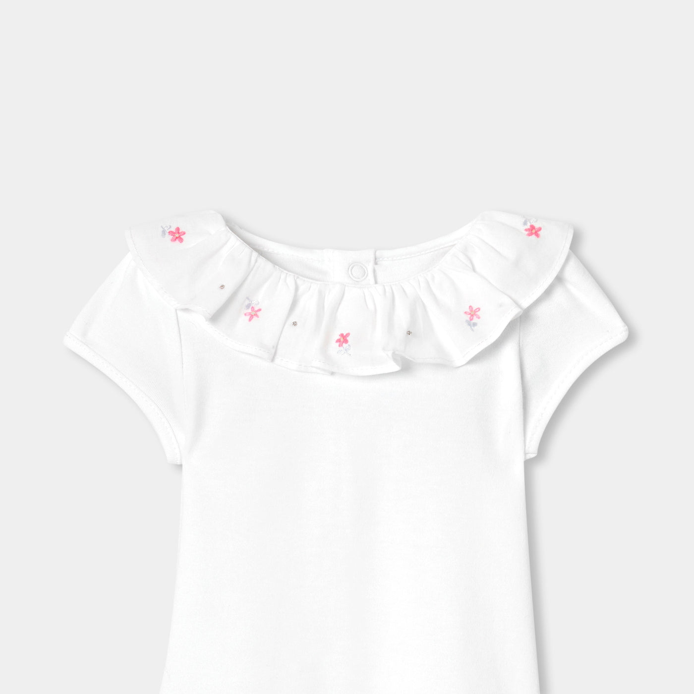 Baby girl short-sleeved interlock cotton bodysuit - blanc jacadi