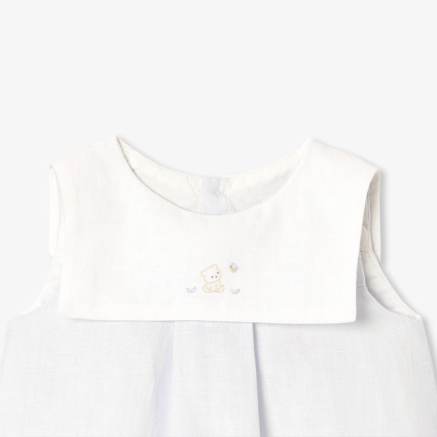 Baby boy linen romper - gris/blanc