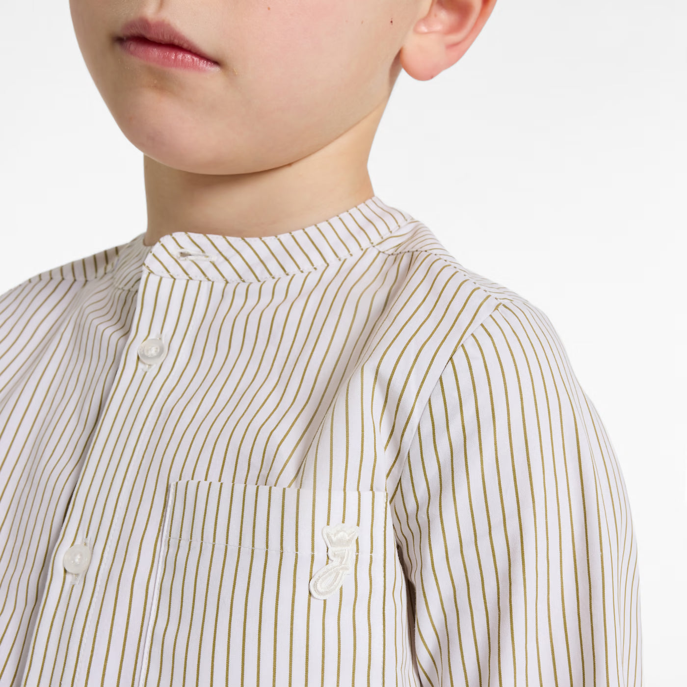 Boy striped poplin shirt - blanc/vert