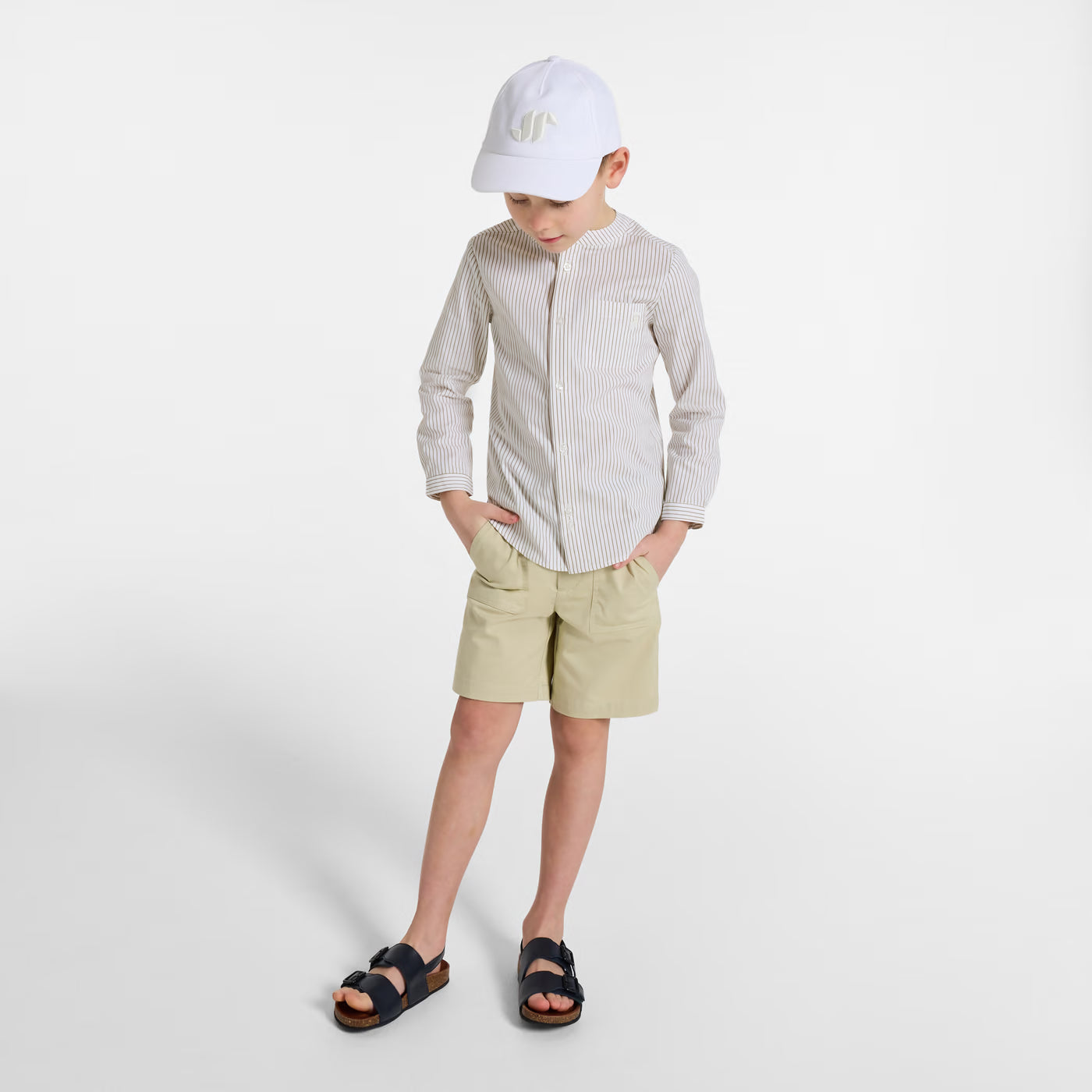 Boy lightweight twill Bermuda shorts - tilleul