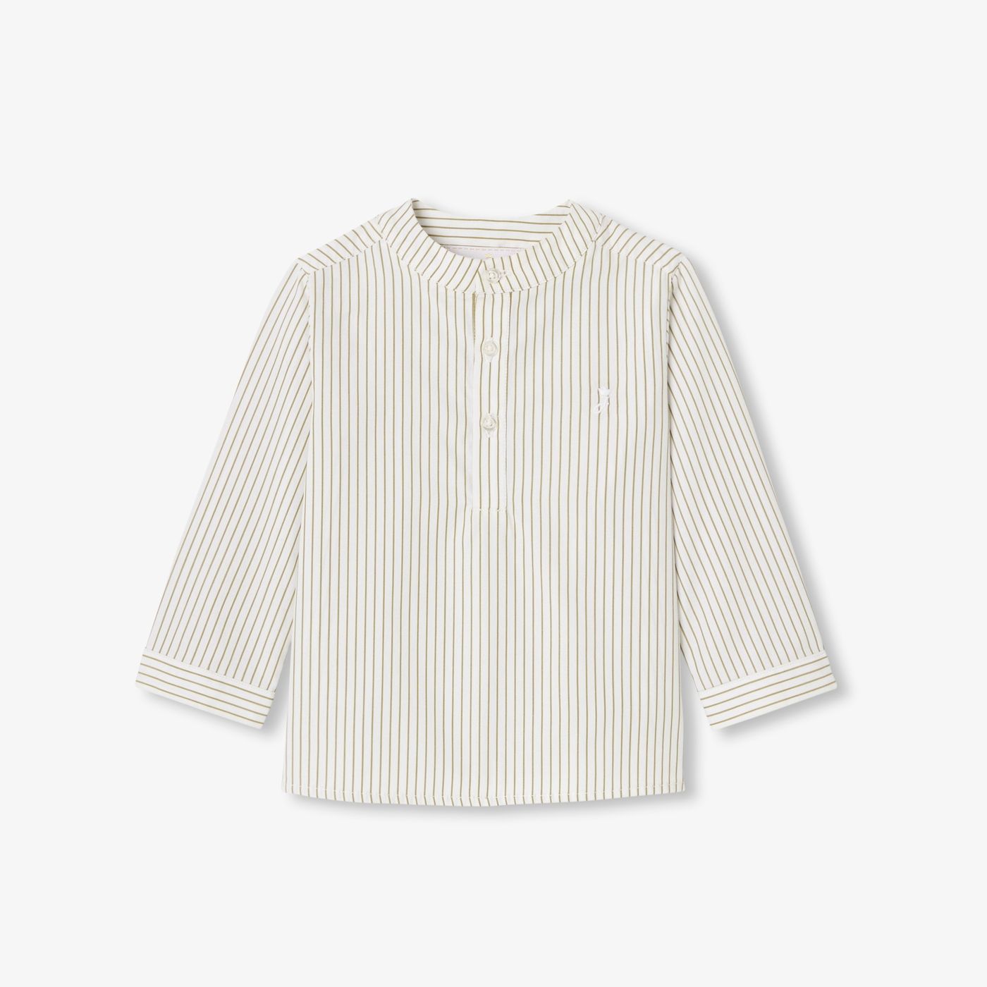 Baby boy striped cotton shirt - blanc/vert