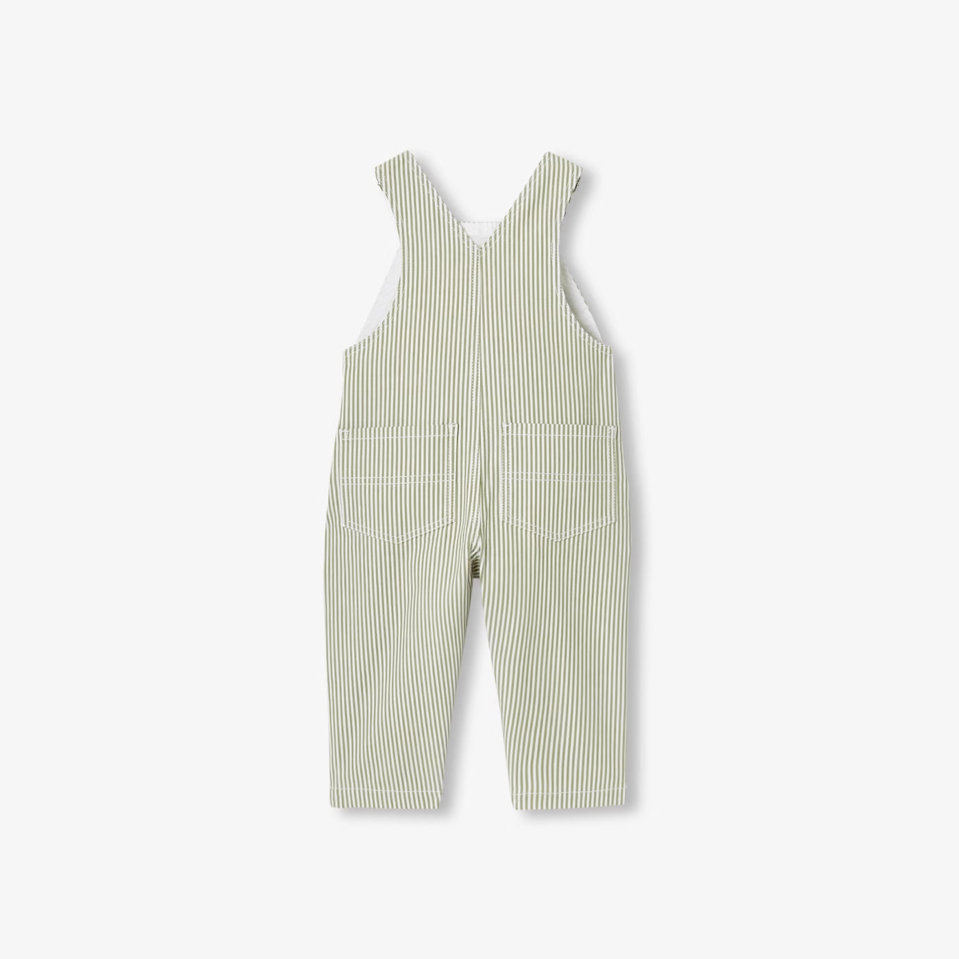 Baby boy dungarees in striped twill - blanc/vert