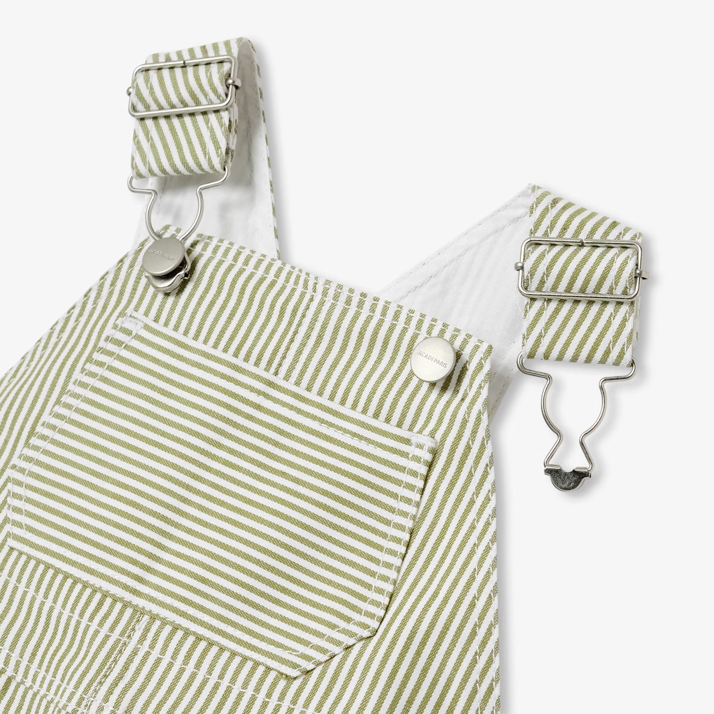 Baby boy dungarees in striped twill - blanc/vert