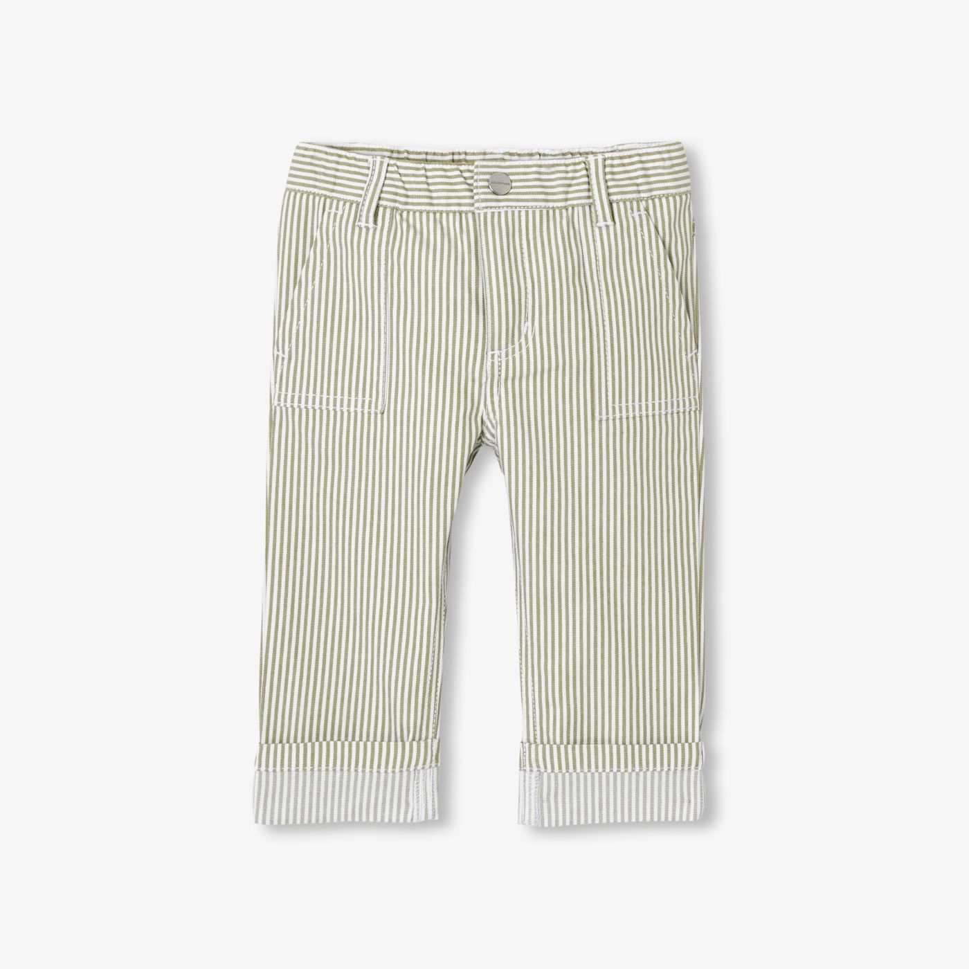Baby boy trousers in striped twill - blanc/vert