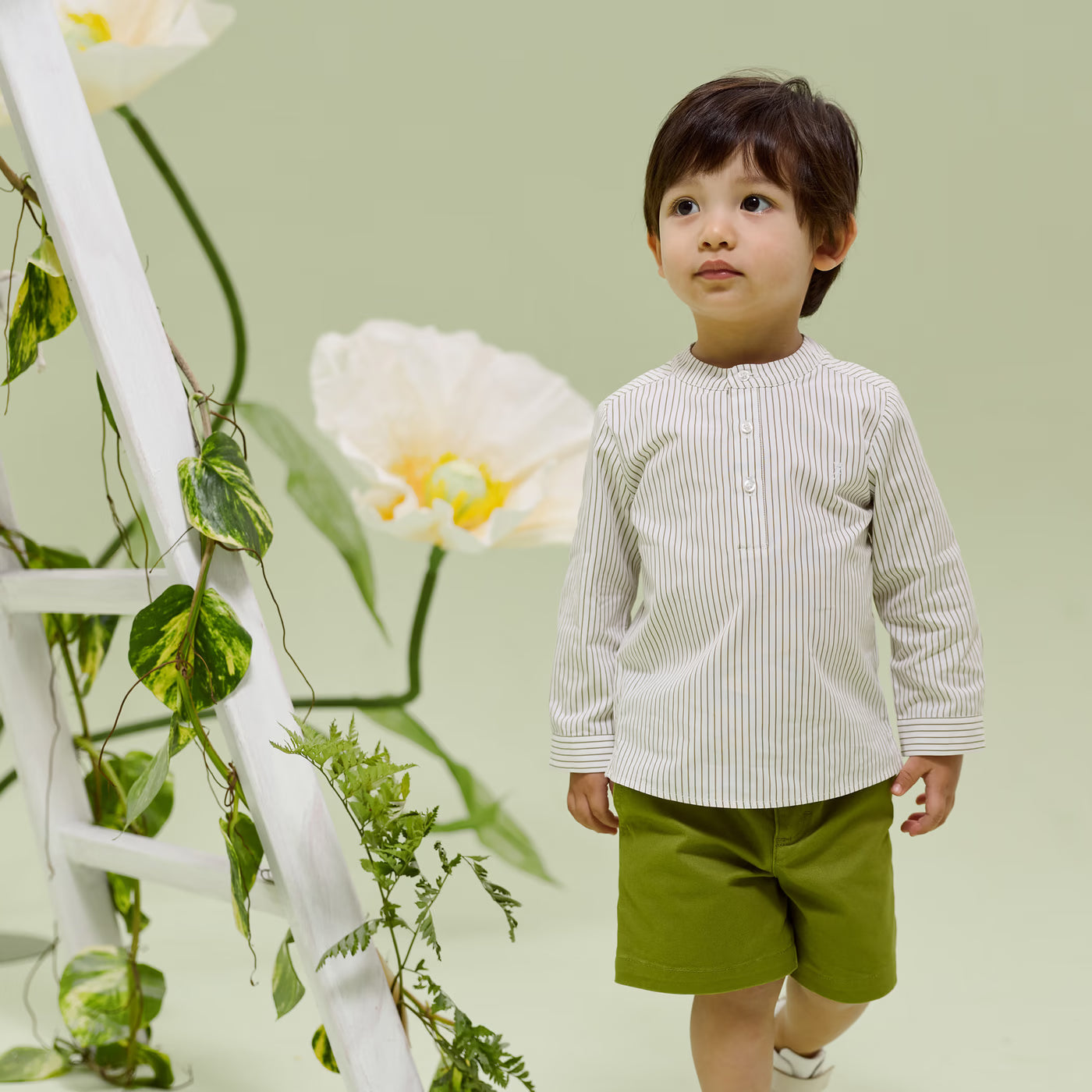 Baby boy twill shorts - vert de gris