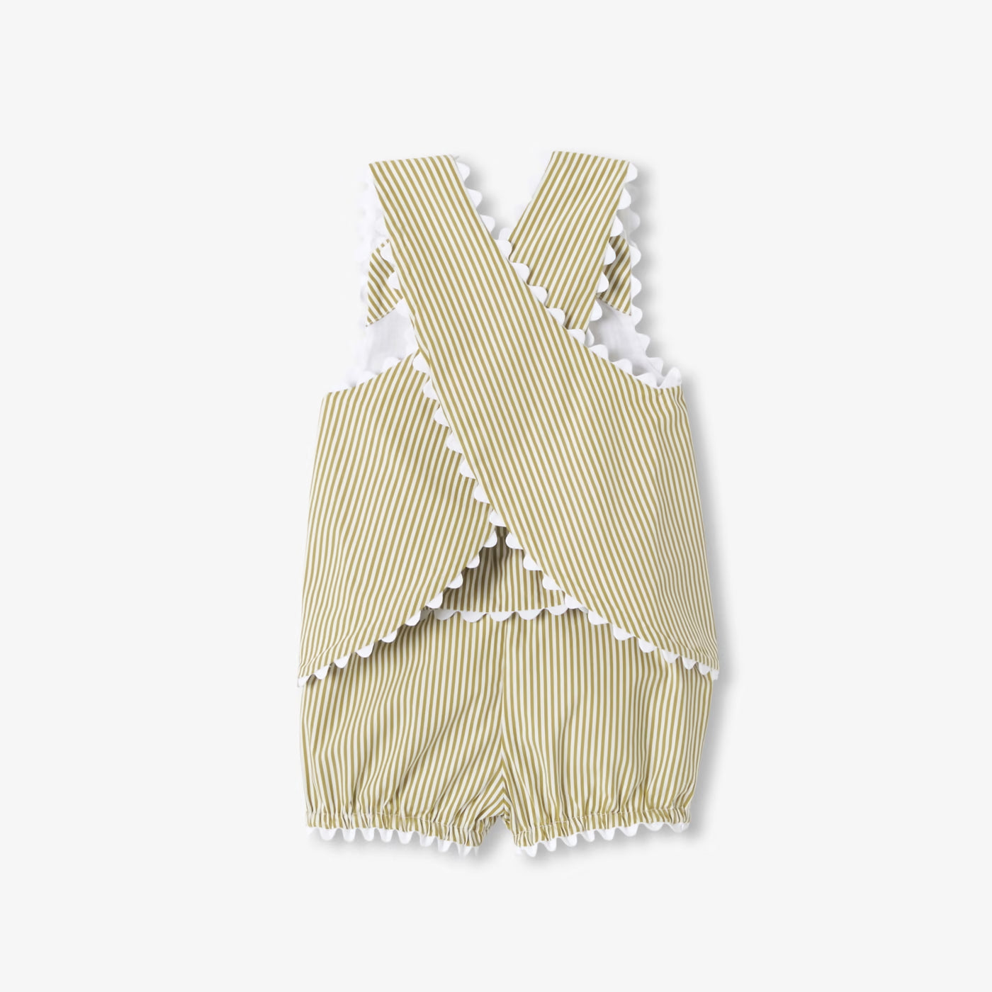 Baby girl striped cotton shorts set - blanc/vert