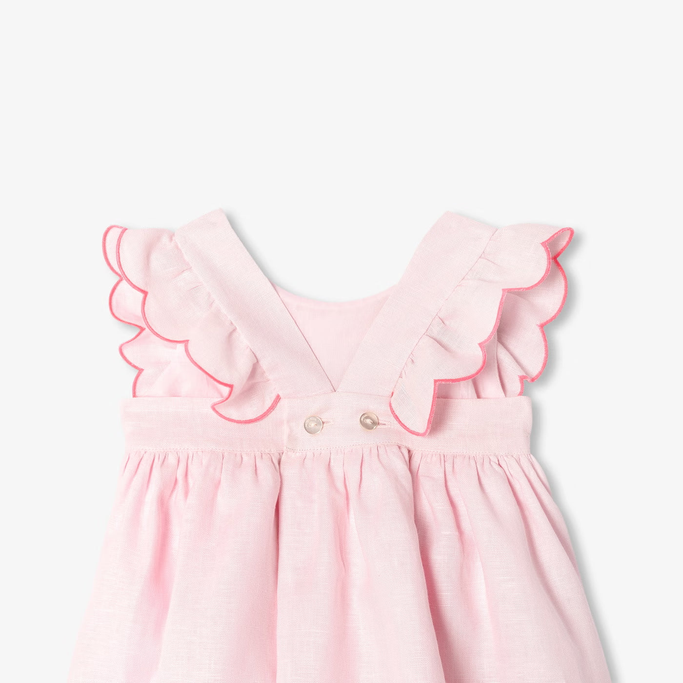 Baby girl linen dress - rose pale jacadi