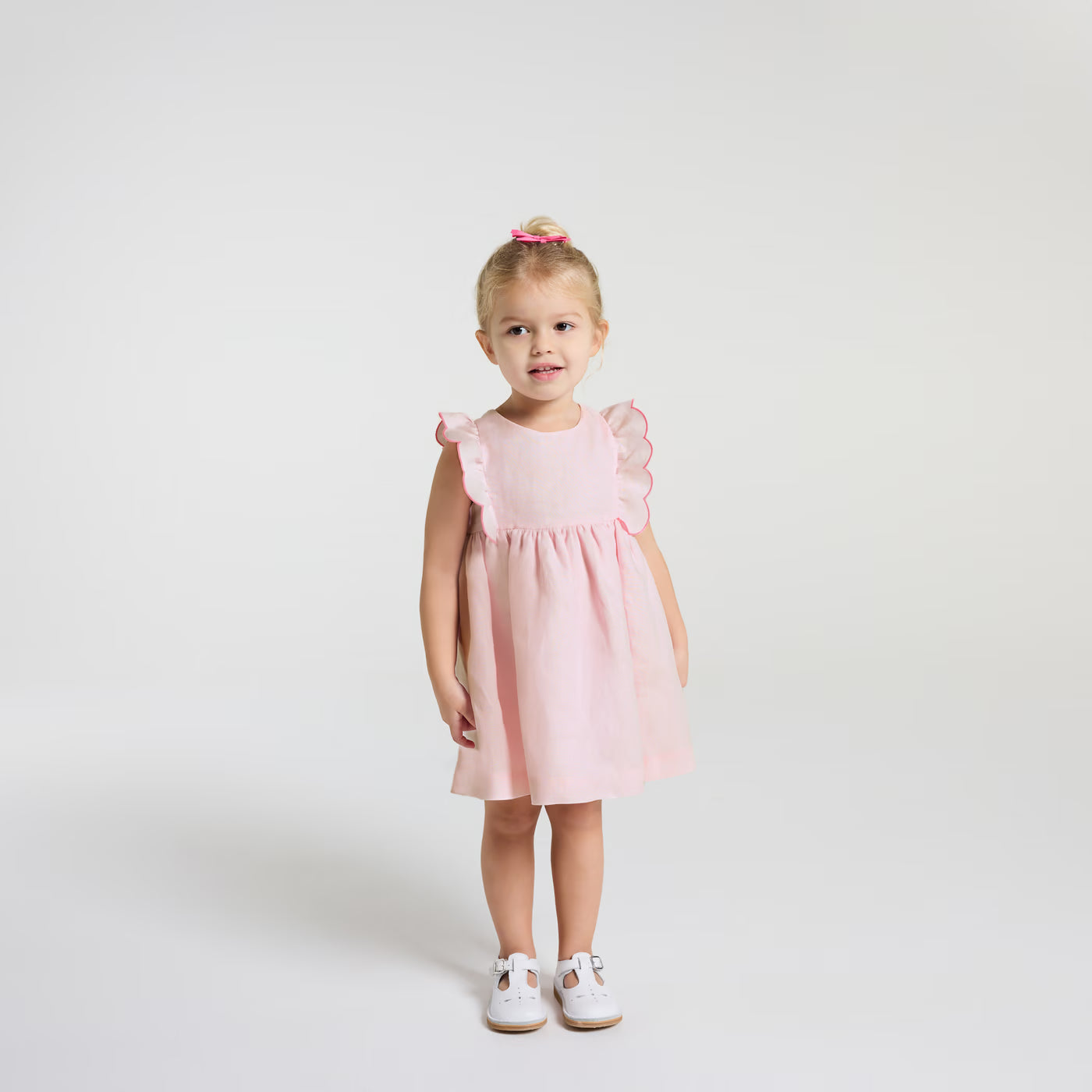 Baby girl linen dress - rose pale jacadi