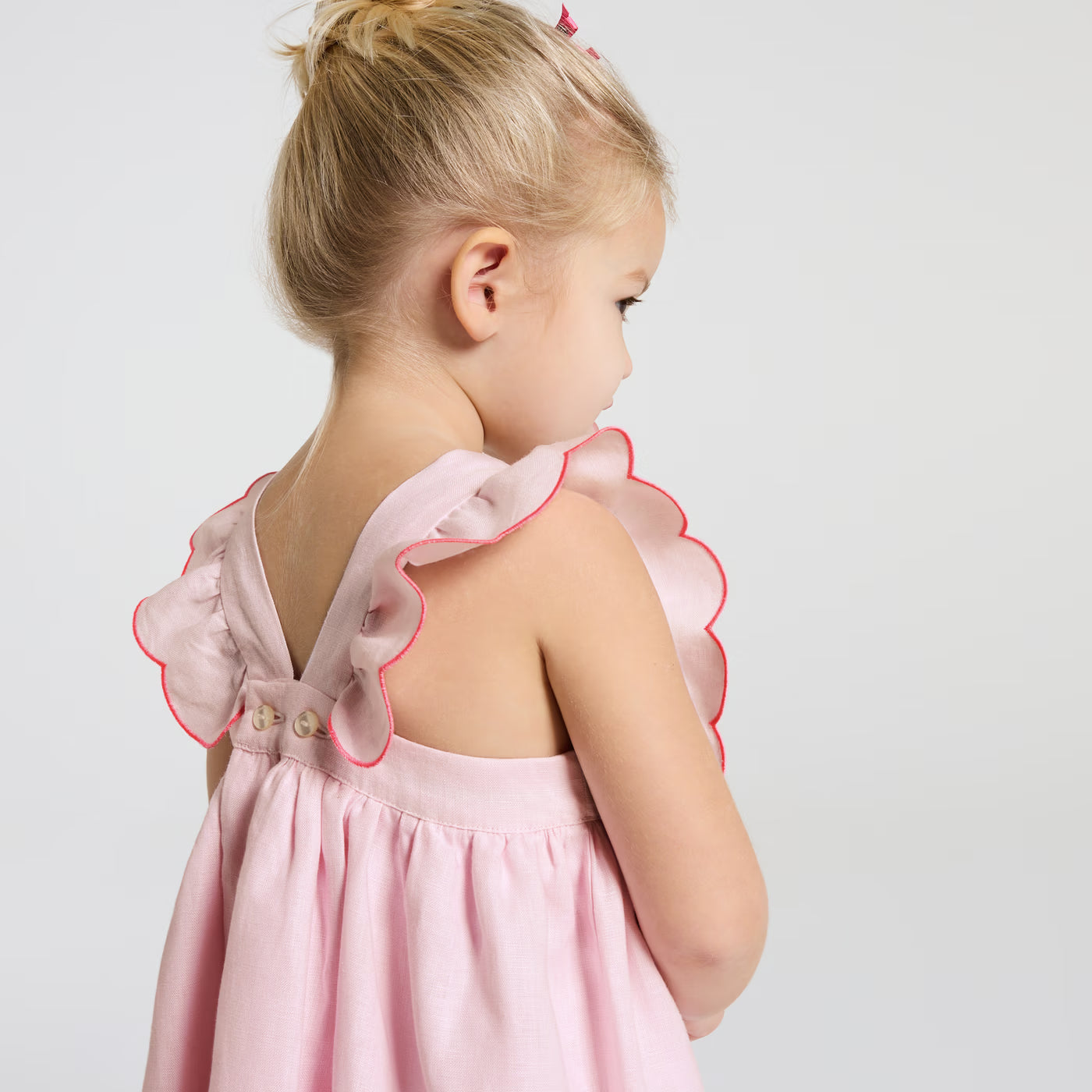 Baby girl linen dress - rose pale jacadi