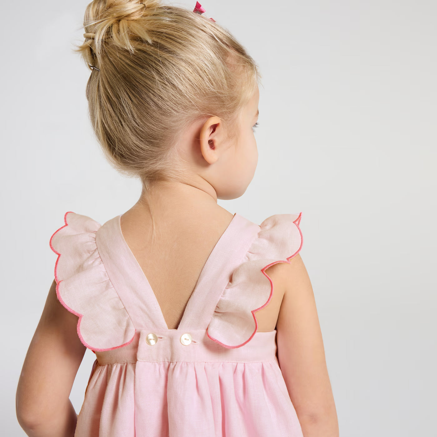Baby girl linen dress - rose pale jacadi