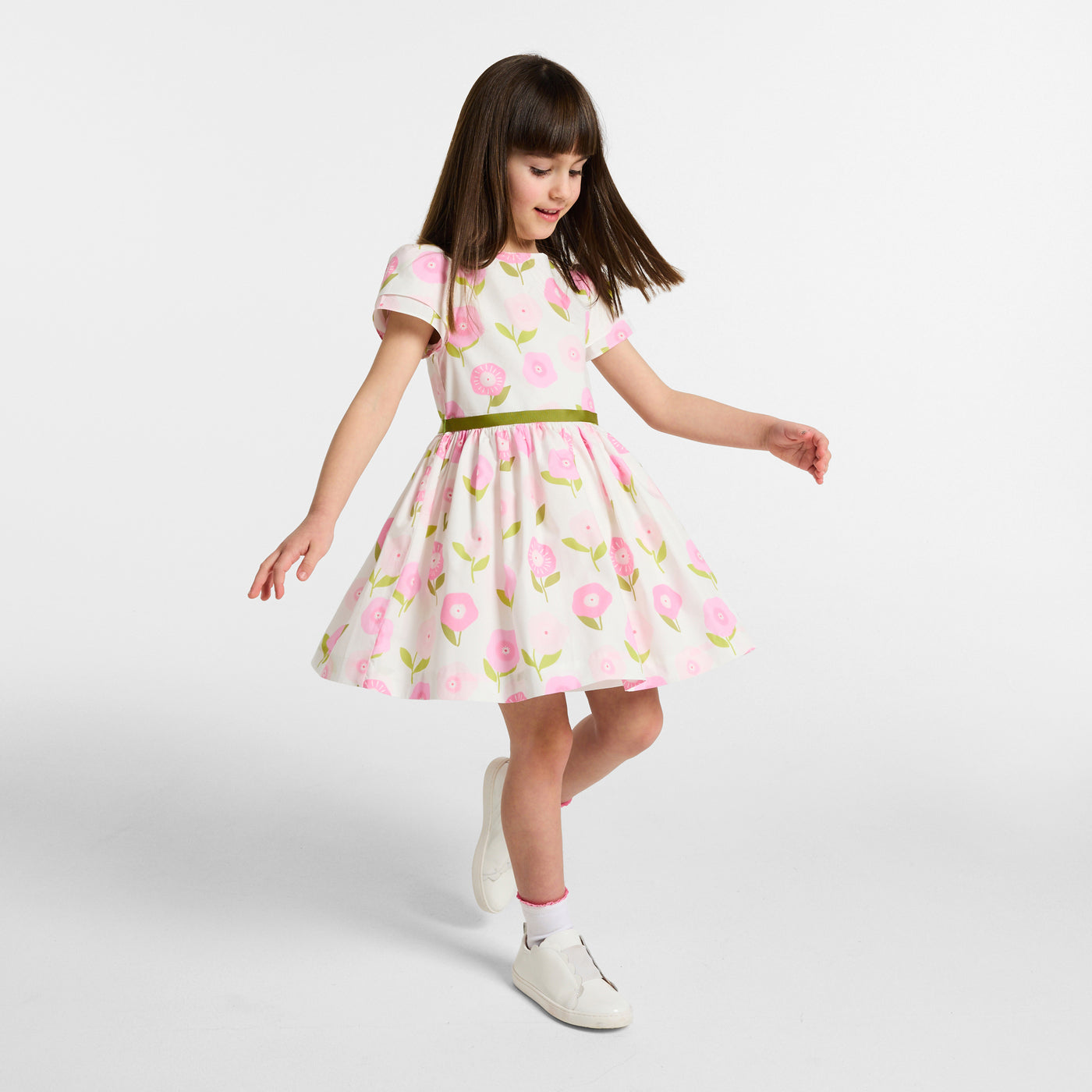 Girl floral print dress - rose/multico
