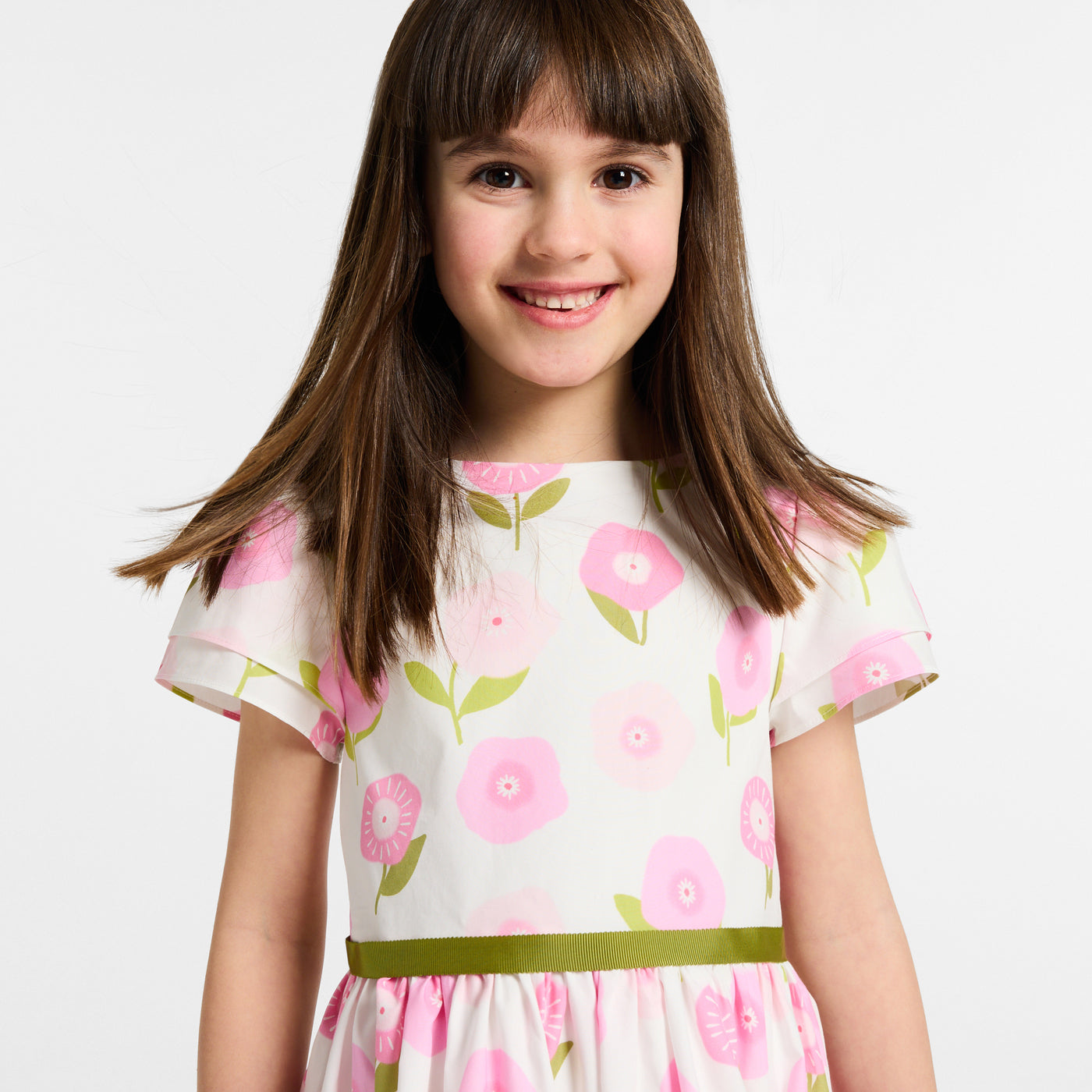 Girl floral print dress - rose/multico