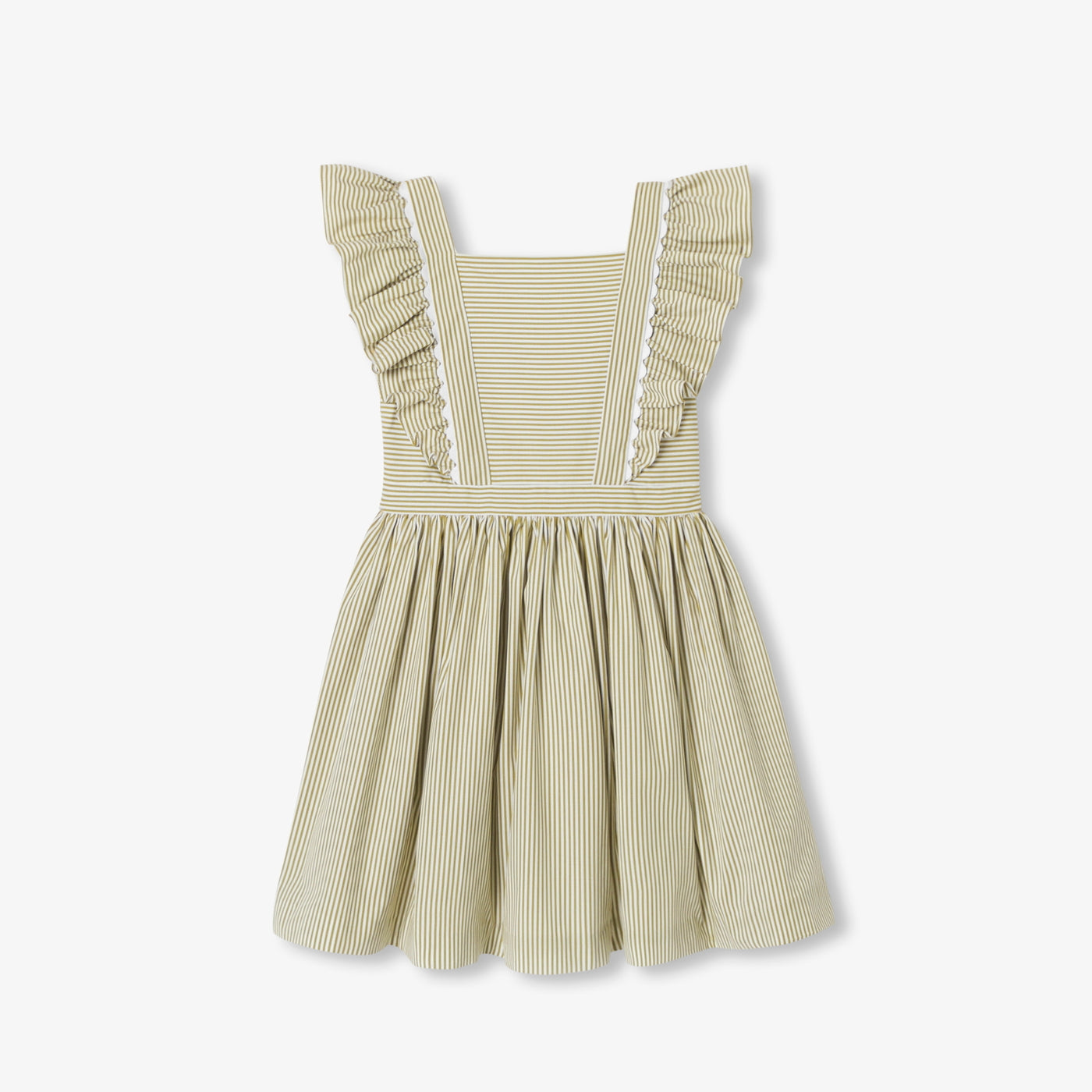 Girl striped poplin dress - blanc/vert