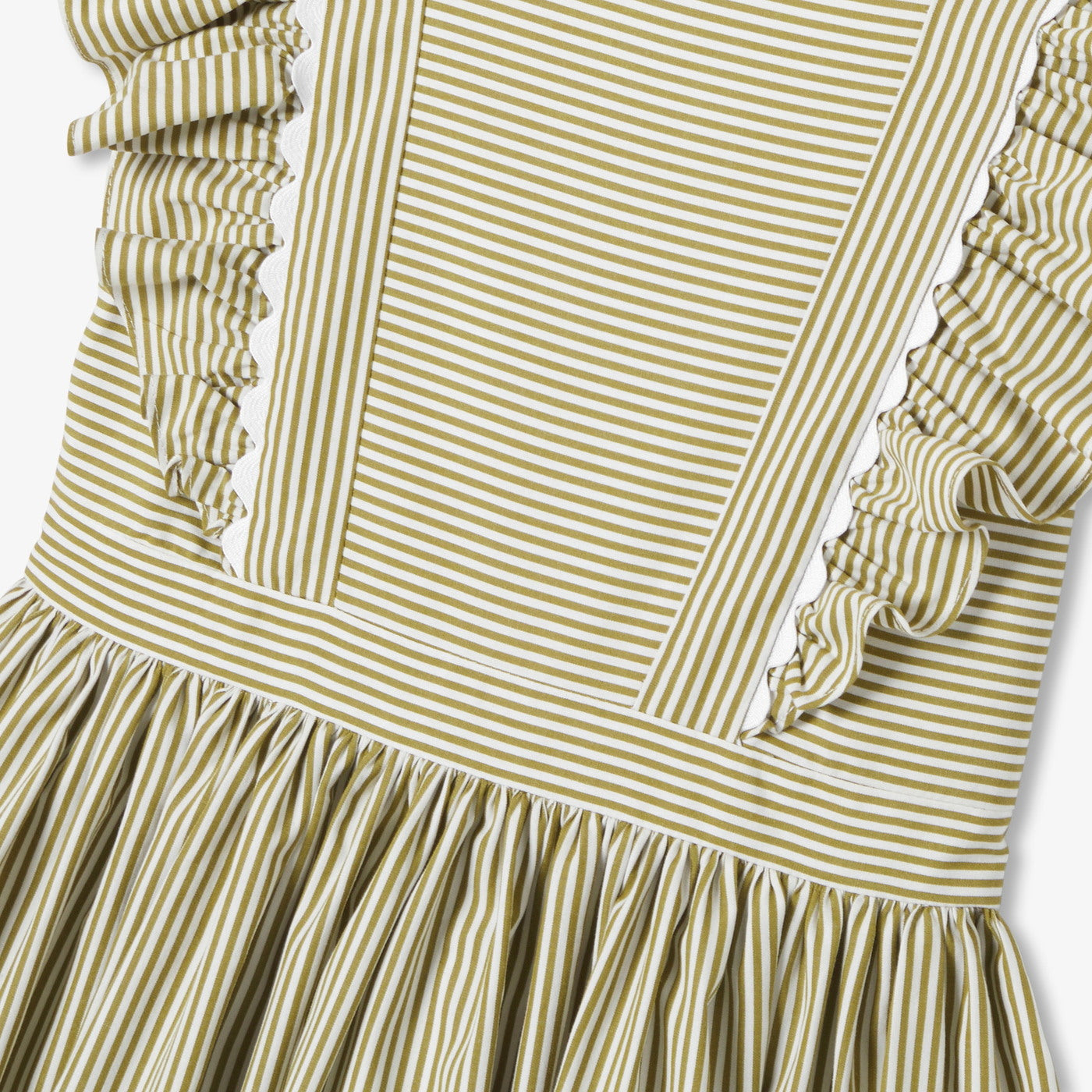 Girl striped poplin dress - blanc/vert
