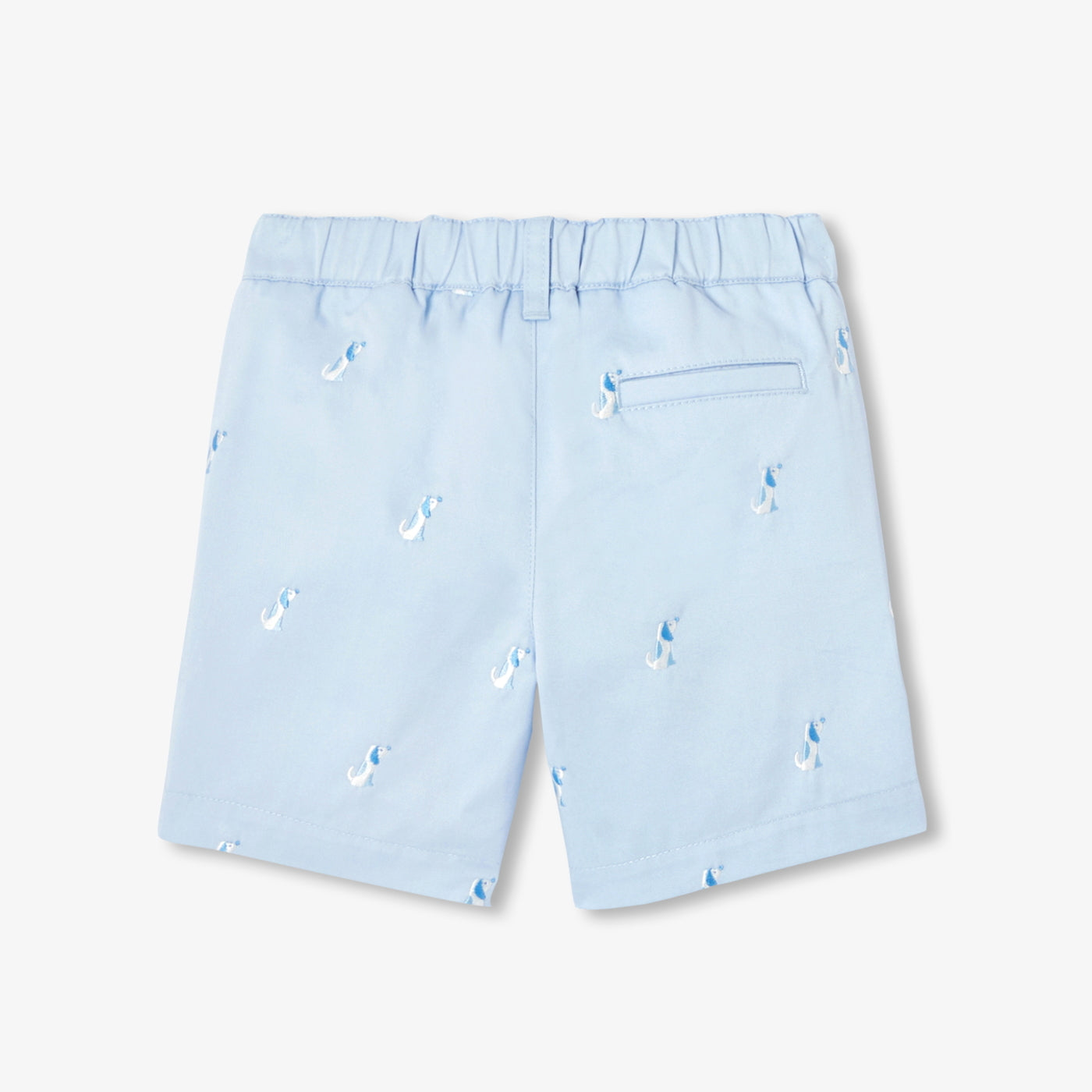 Baby boy twill shorts with small dog embroidery - baltique