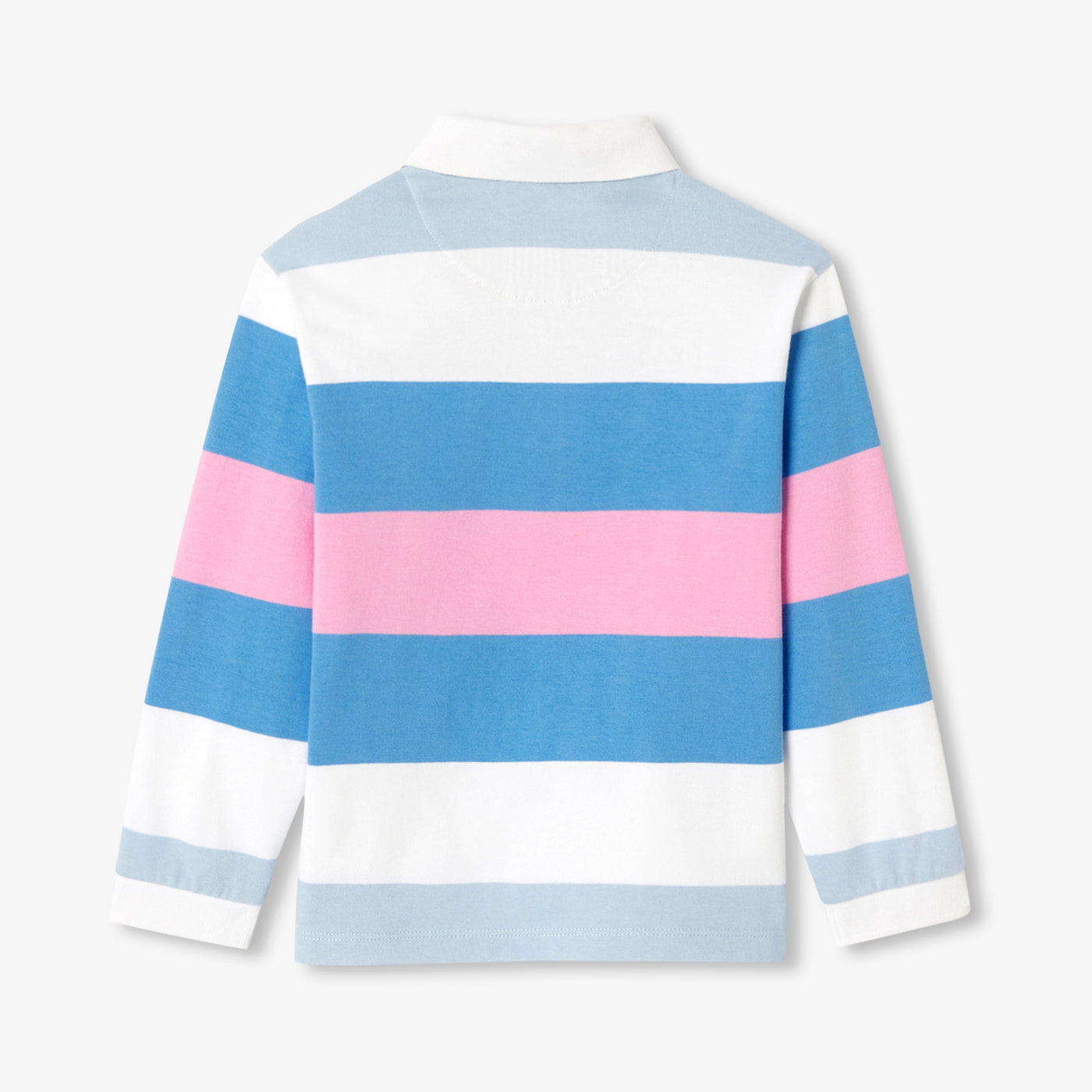 Child cotton rugby polo shirt - rose/bleu