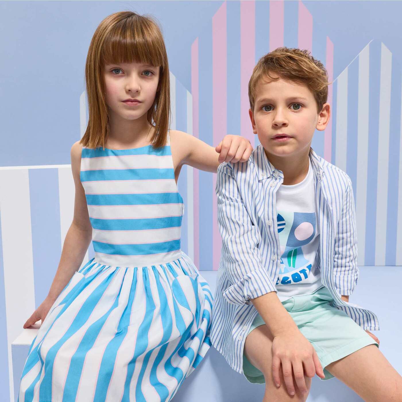 Boy cotton twill Bermuda shorts - vert pale