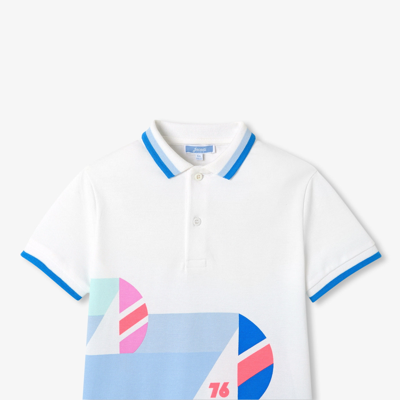 Boy cotton piqué polo shirt - blanc/multico