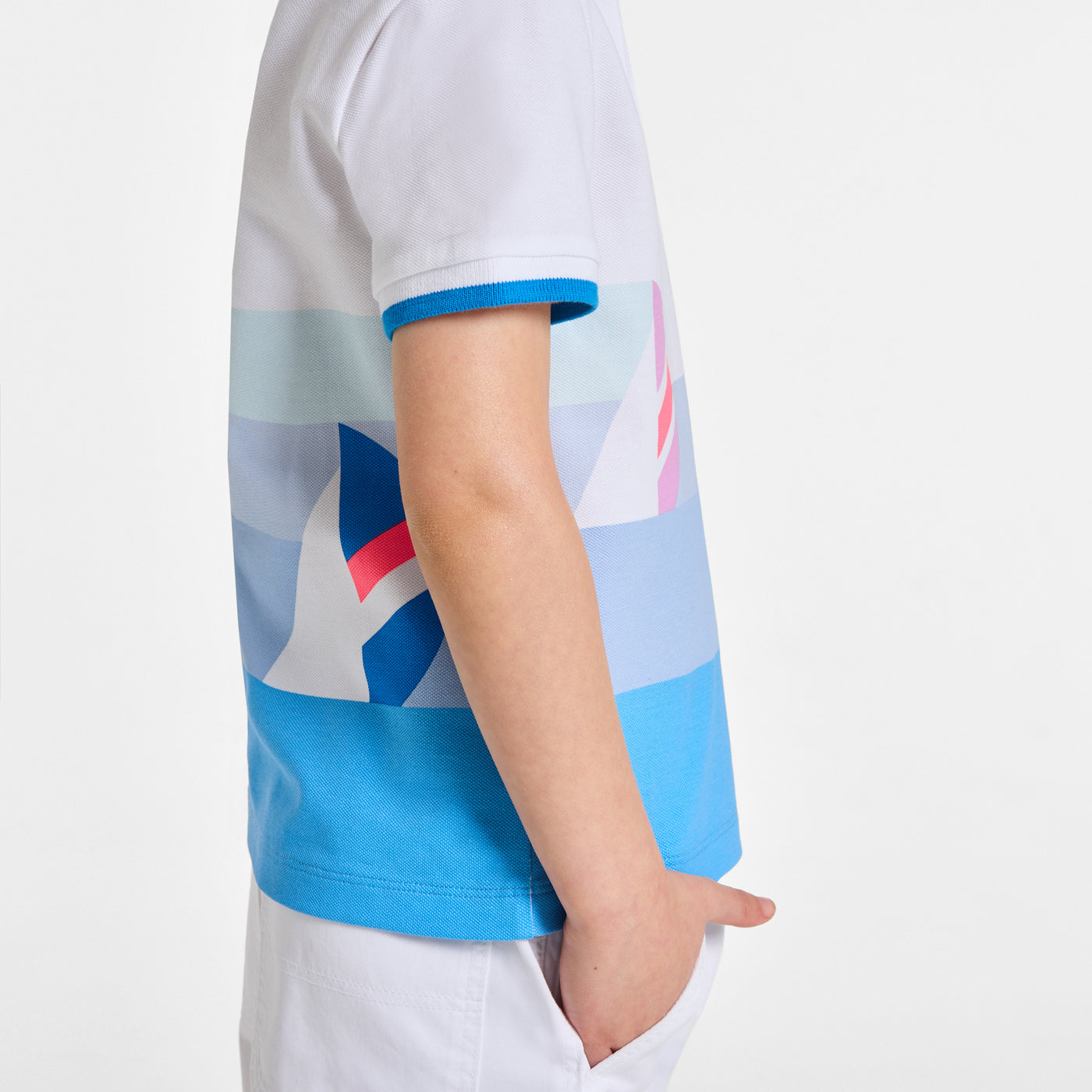 Boy cotton piqué polo shirt - blanc/multico