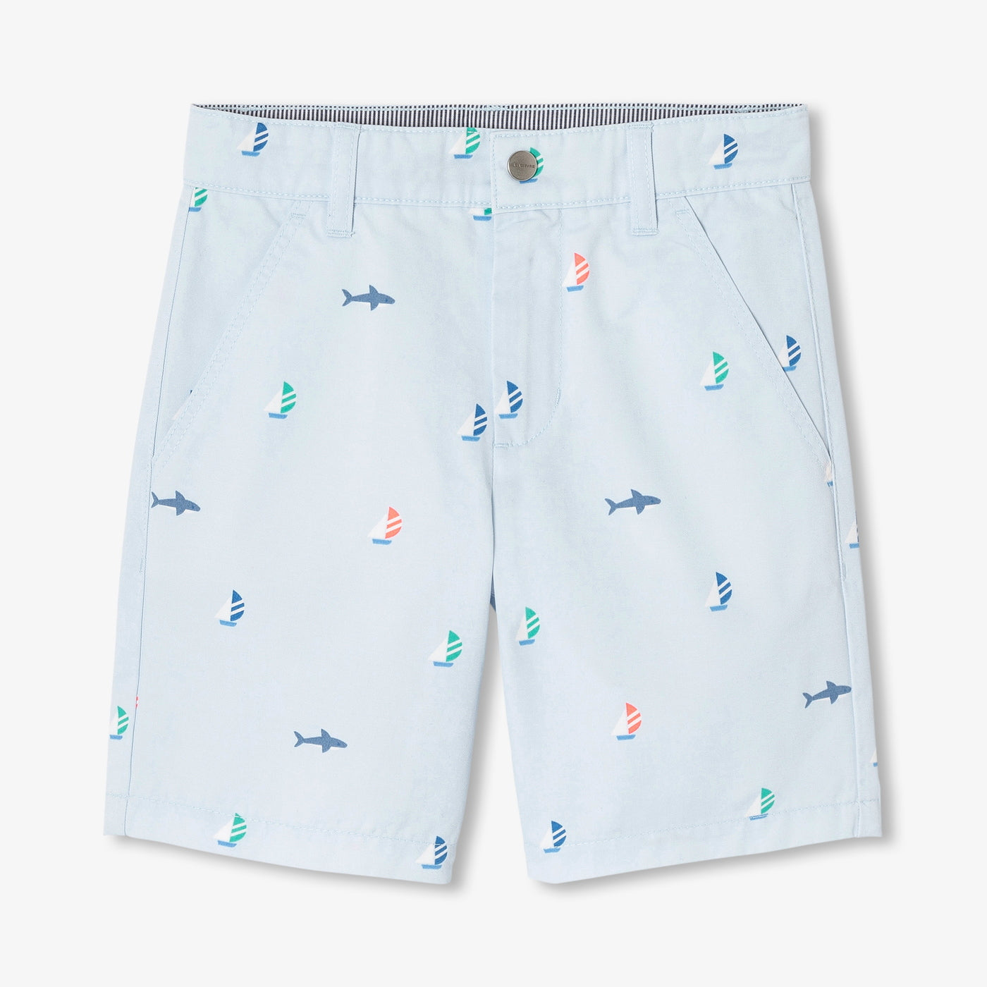 Boy printed twill Bermuda shorts - bleu glacier