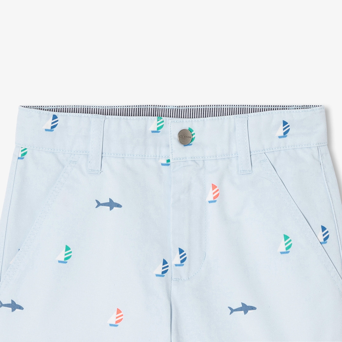 Boy printed twill Bermuda shorts - bleu glacier