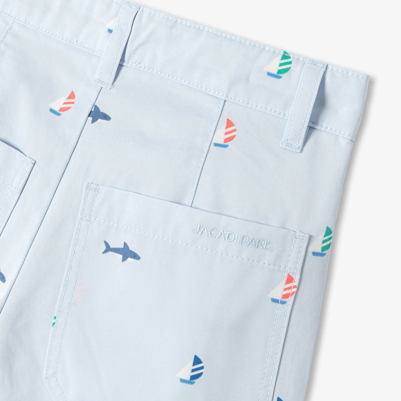 Boy printed twill Bermuda shorts - bleu glacier