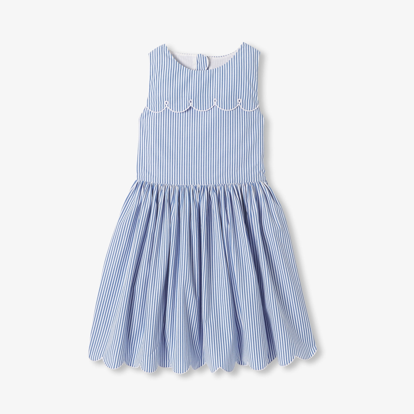 Girl striped poplin dress - bleu/blanc