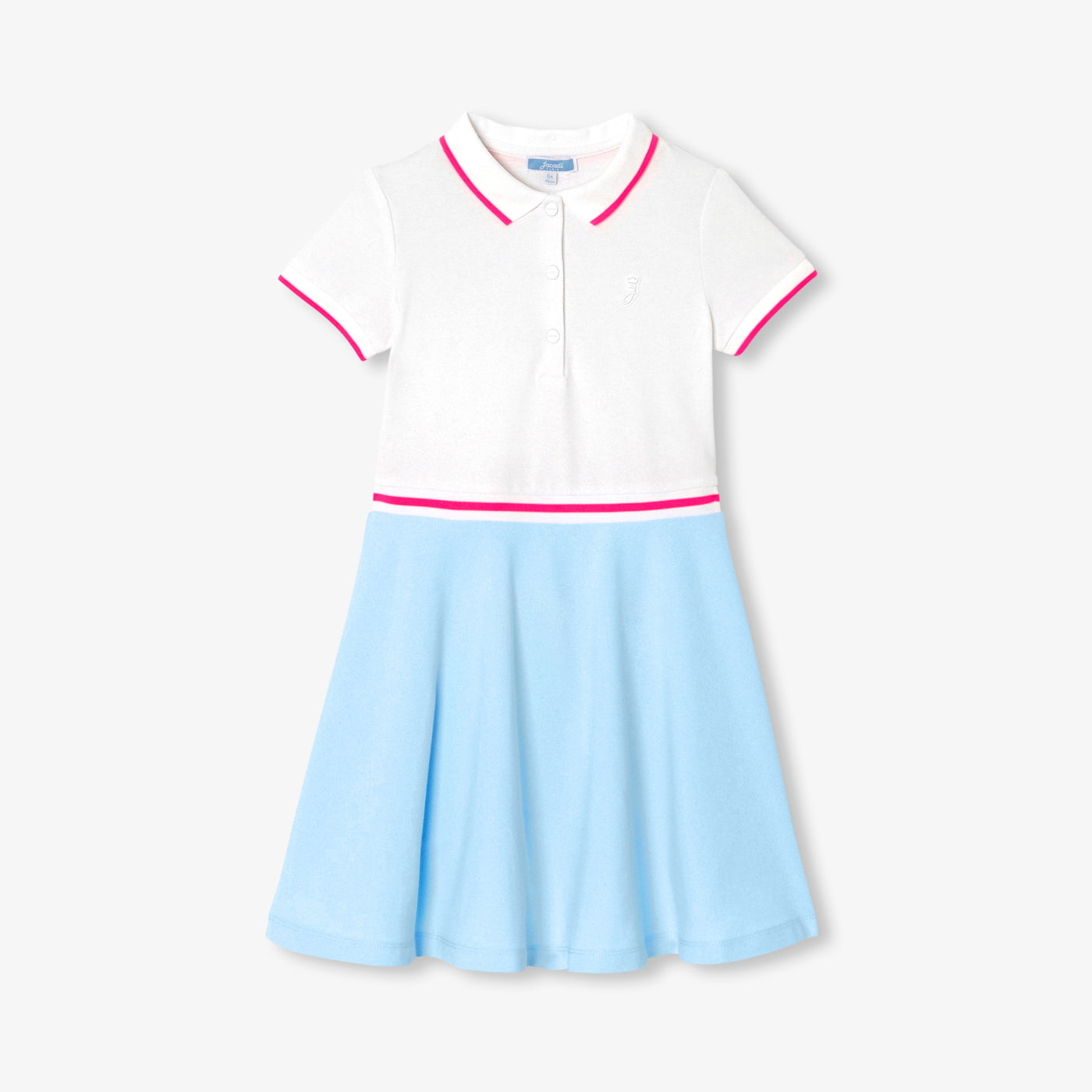 Girl piqué knit dress - blanc/bleu